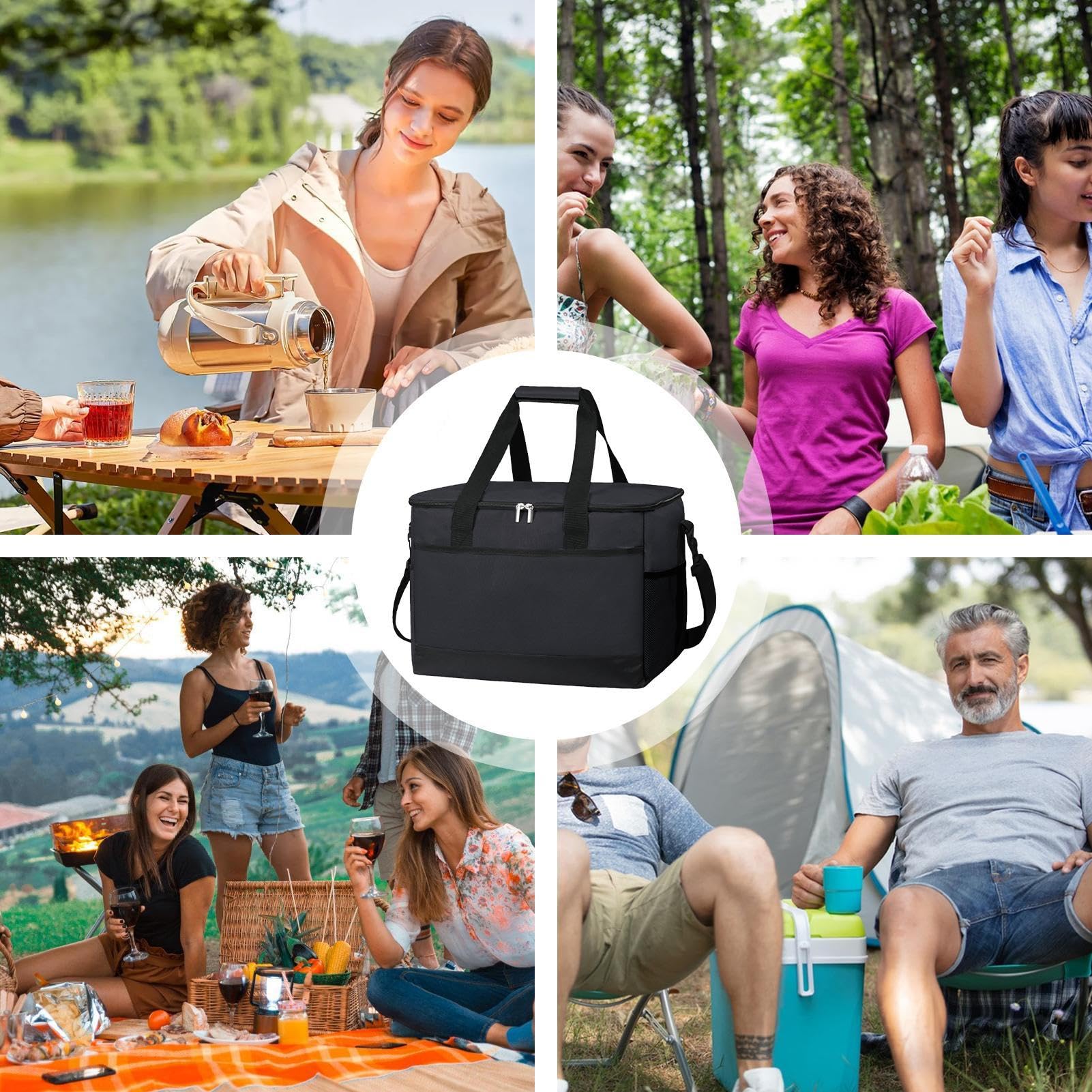 Thermotasche, Camping-Kühltasche für kalte Lebensmittel, 35 l, mit Schultergurt, hält Kälte und Wärme für Reisen im Wohnmobil