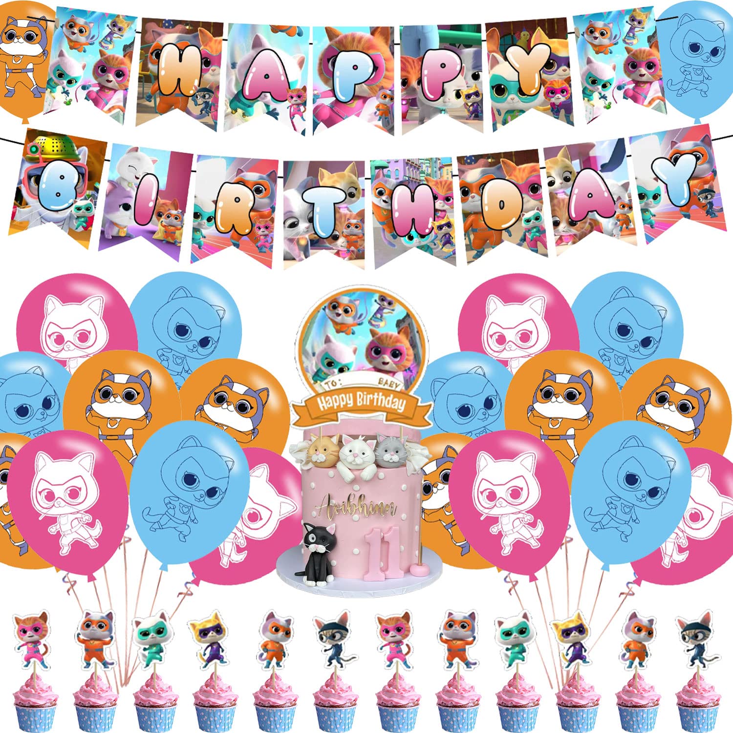 Photo 1 of Super Cat Party Decorations - Kitties Birthday Supplies