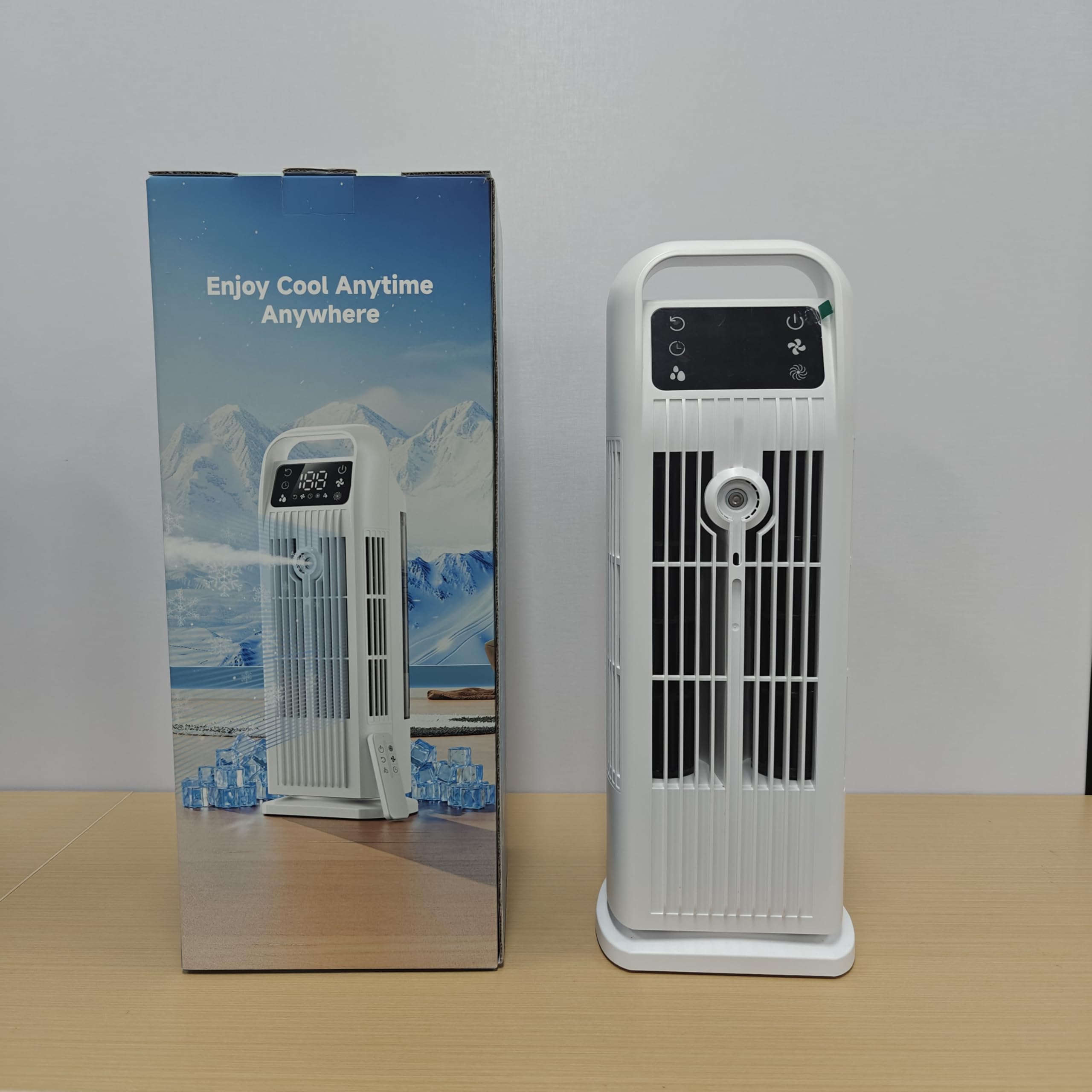 Enfriador de Aire Móvil 6 en 1, Enfriador de Aire Portátil Silencioso con Refrigerador de Aire 1200ml, Temporizadores de 1-12H, 4 Velocidades, Oscilación de 120°, Teclas Táctiles (Blanco Crema)