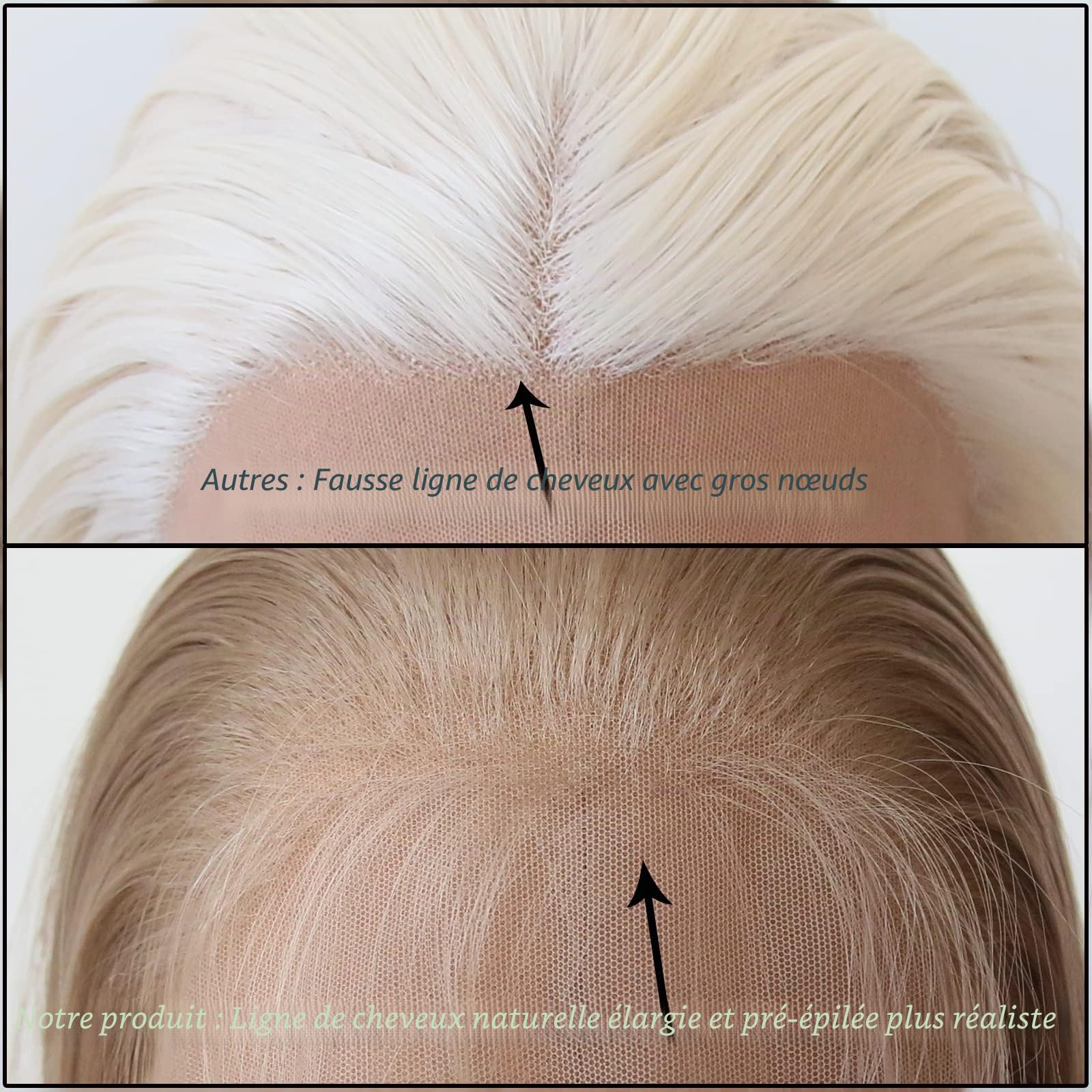 Perruque blonde miel marron clair longue et raide synthétique avec dentelle frontale pour femme noire, raie au milieu naturelle, 33 x 7.6 cm, usage quotidien (blond miel, droit)