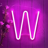 Vista 10 de ENUOLI Letreros de letras LED de neón rosadas, luz nocturna, funciona con pilas o USB, letras de marquesina LED, luces decorativas de neón