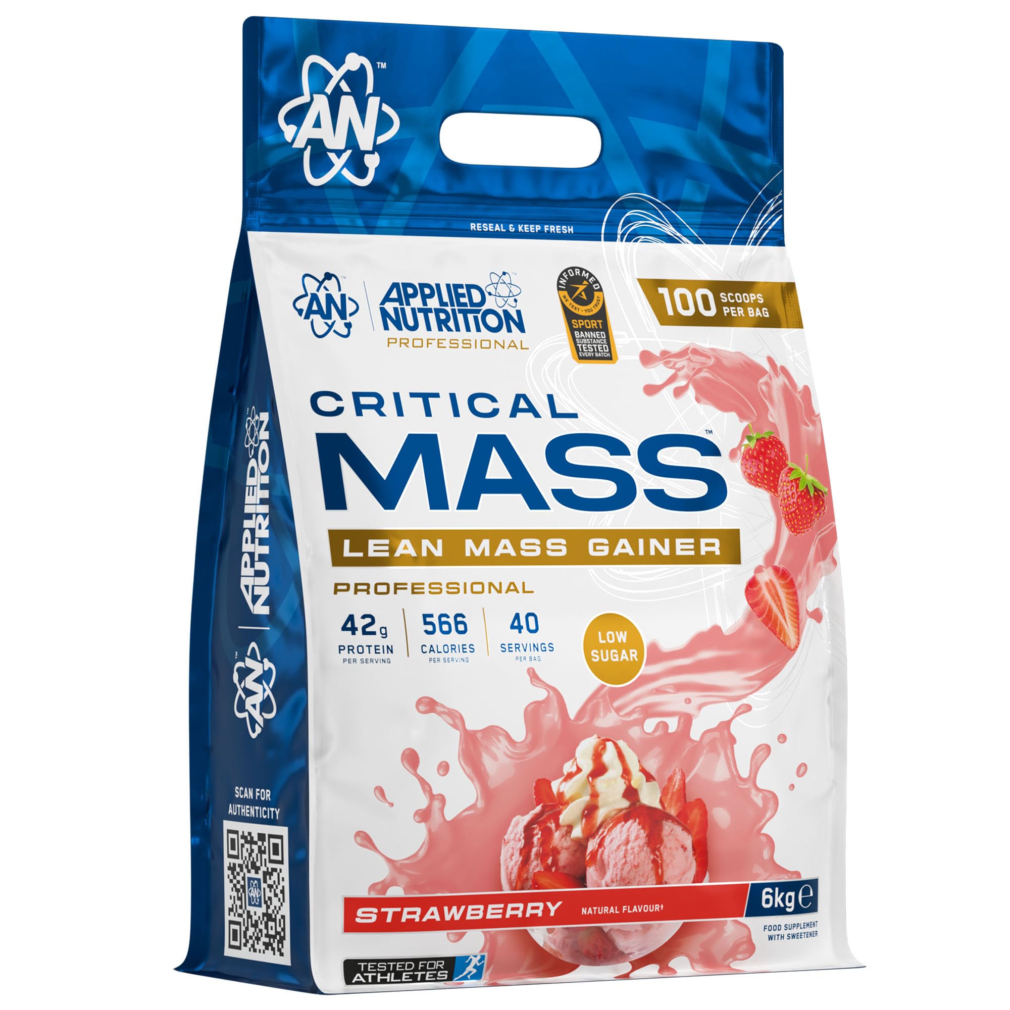 Applied Nutrition Critical Mass Professional (6000g) Strawberry - Przyrost masy ciała - Z kreatyną