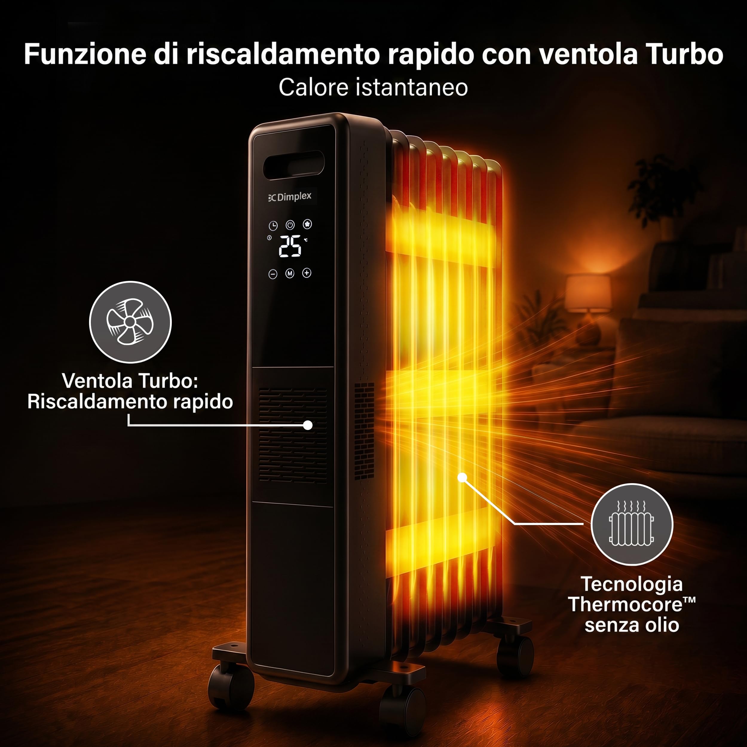 Dimplex ECO Edge Radiatore Senza Olio 2400 W Wi-Fi con Turbo