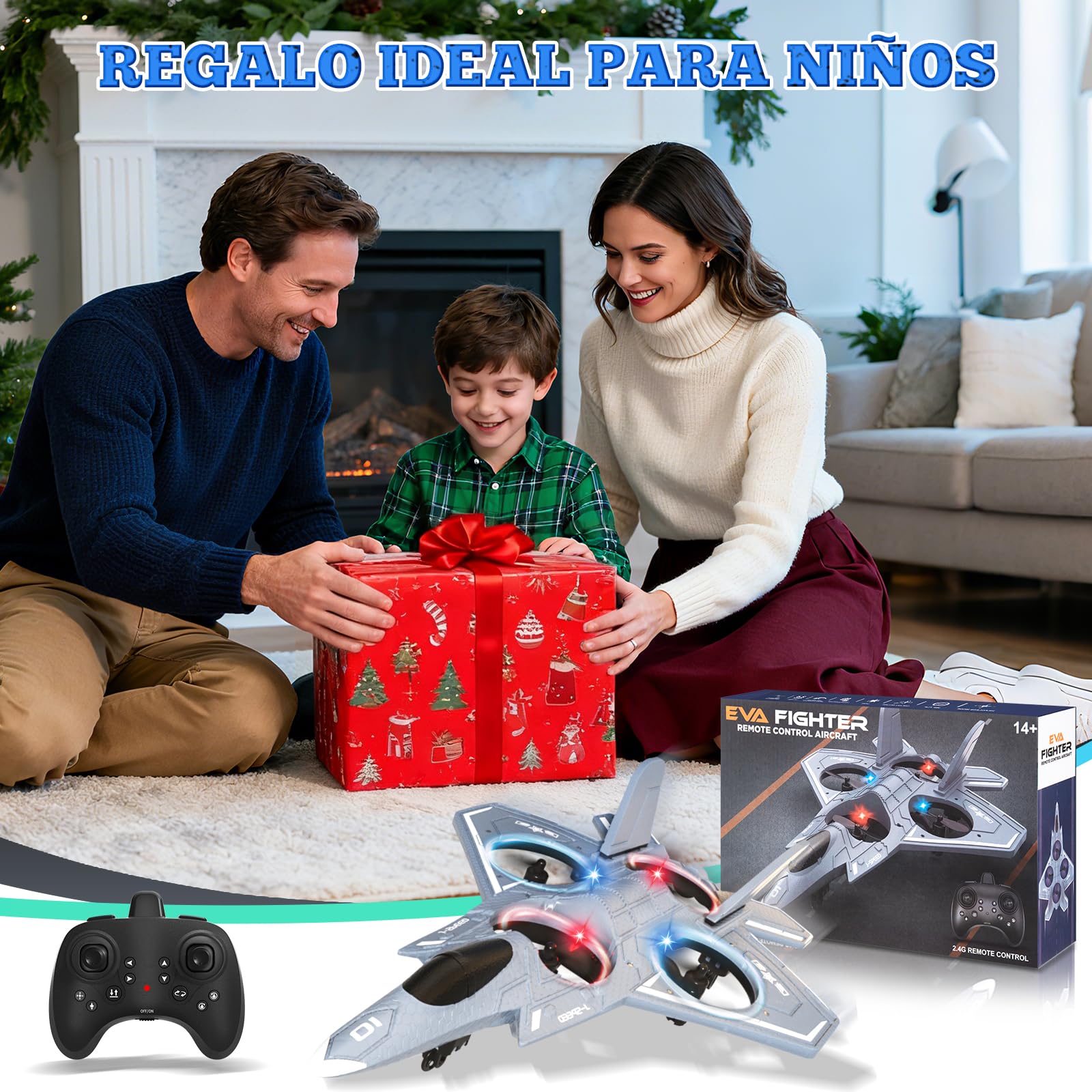 Charmofun Avión Teledirigido, 2.4GHz Avión RC Aviones Radiocontrol Niño- Luz, 360° Giro, Mantenimiento Altitud, Modo Sin Cabeza, Acrobacia, Modelo Aviones Avion Juguete Niños Principiantes