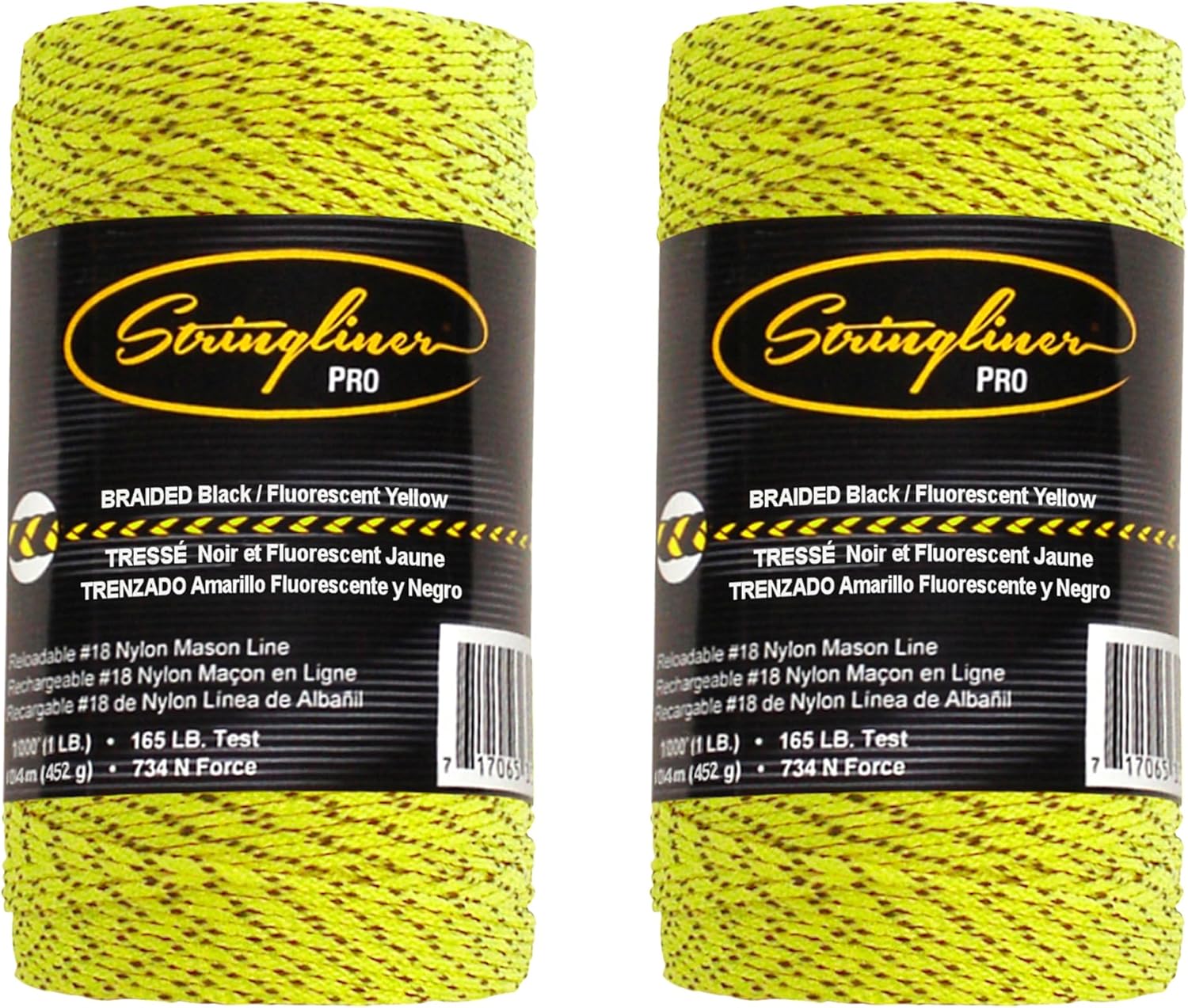 35797 Bonded Mason’s Line Replacement Rolls – 1 Lb. #27 Construction Replacement Roll Braided Black/Yellow 640'. (2 Pack)