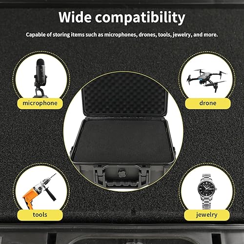 Miniatura 5 de Liyirui Estuche rígido portátil - Funda de transporte impermeable, con espuma de bricolaje, mediano, 12.8 x 11.6 x 4.7 pulgadas