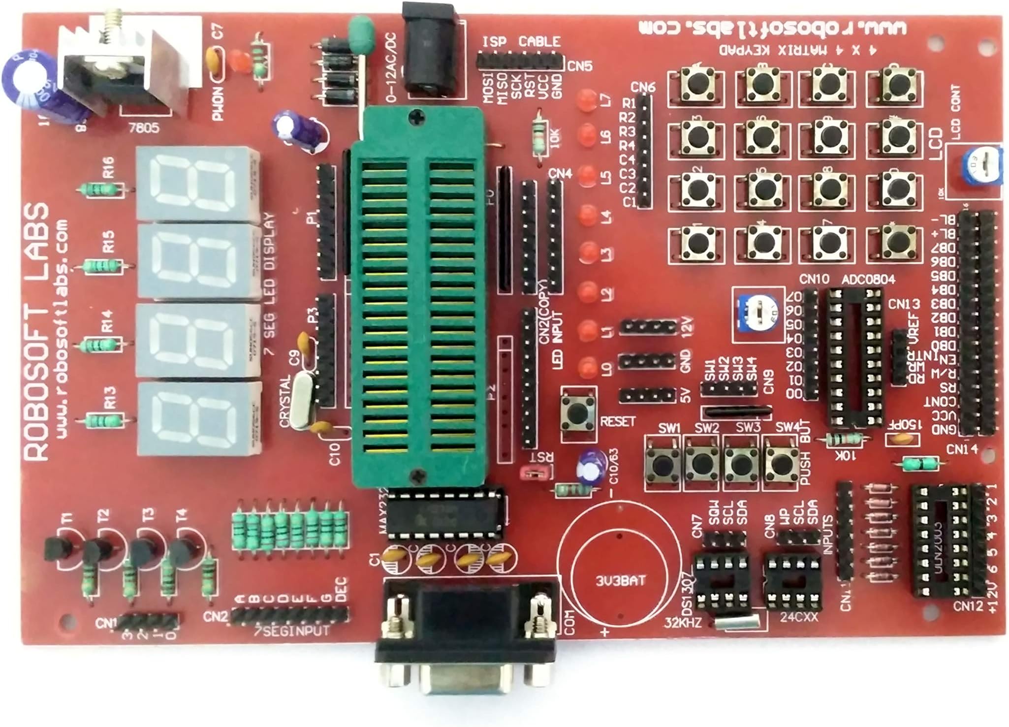 Robosoft Labs 8051/8052 (40 pin) Microcontroller Development Board with RS232