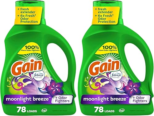 Gain + Aroma Boost Detergente líquido para ropa, aroma Moonlight Breeze, 78 cargas, 113 fl oz, compatible con HE (paquete de 2)