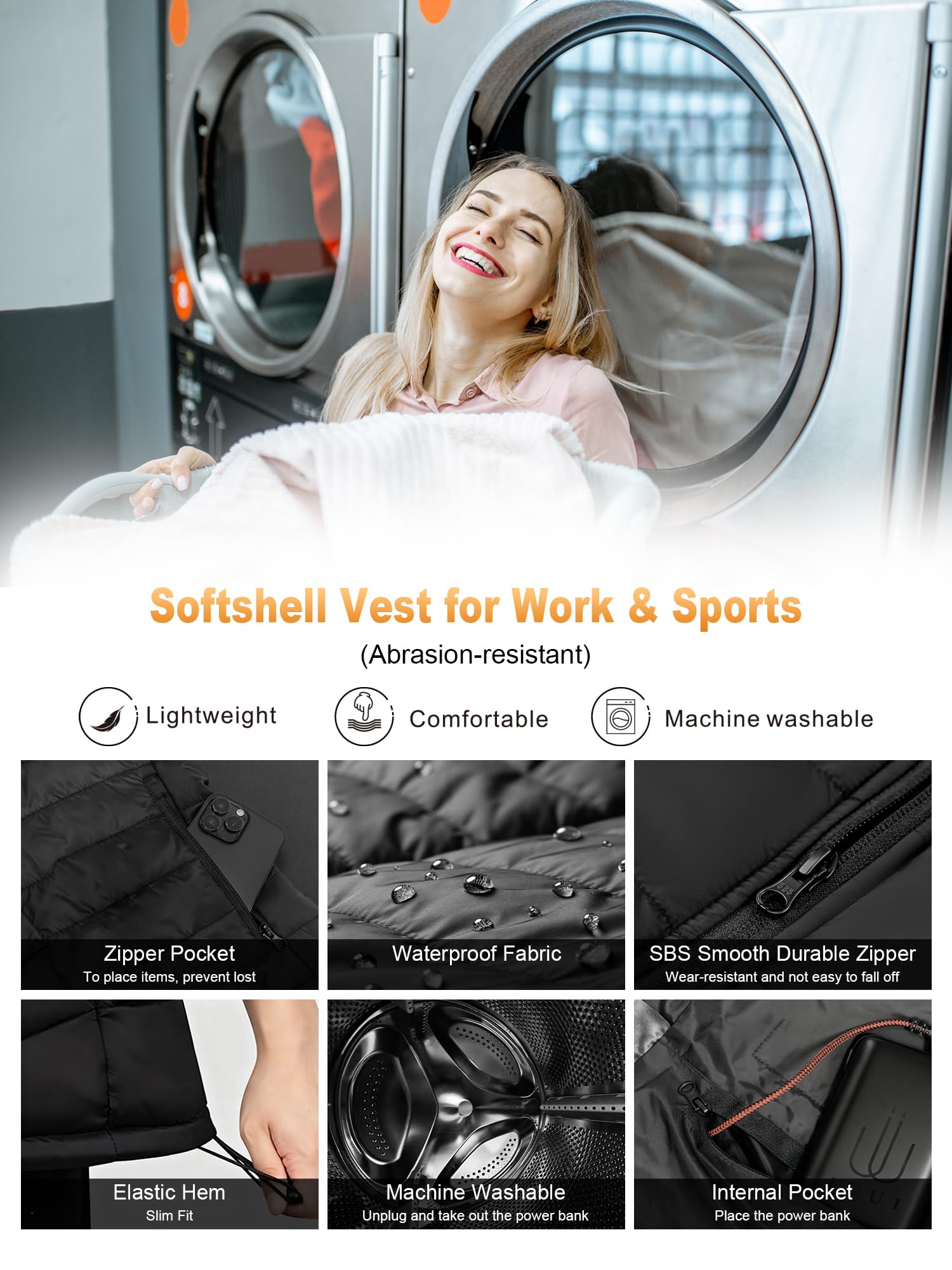 IUUI Women Heated Vest with Battery Pack Included,Quick Heat Up Warming Vest Electric Rechargeable,Long-Lasting Heated Coat