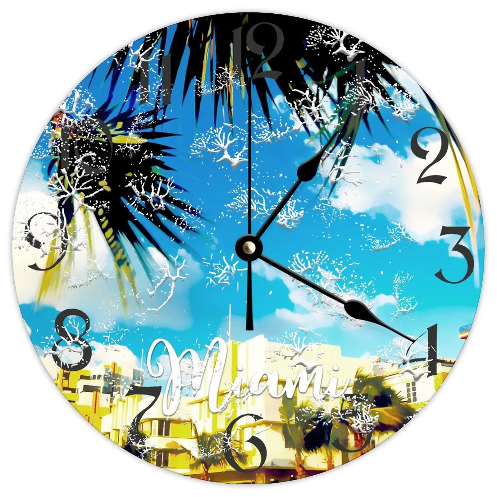 Horloge murale en bois Miami décor rétro chic en chêne pour salon élégant