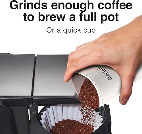 Miniatura 5 de Proctor Silex Molinillo de café eléctrico para granos, especias y más, cuchillas de acero inoxidable, 12 tazas, color blanco