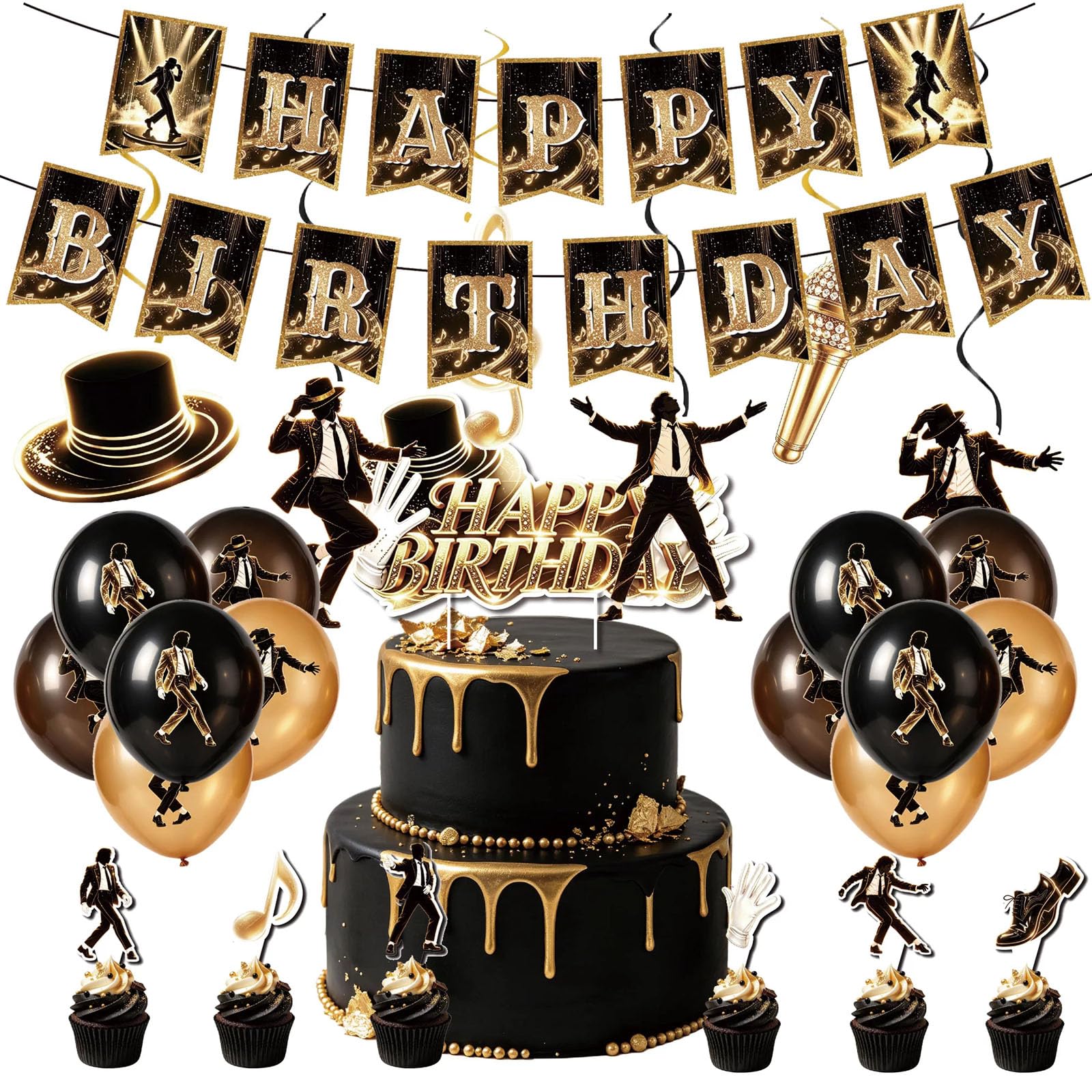 Michael Birthday Party Decoration Set King of Pop Music Party Supplies Pack