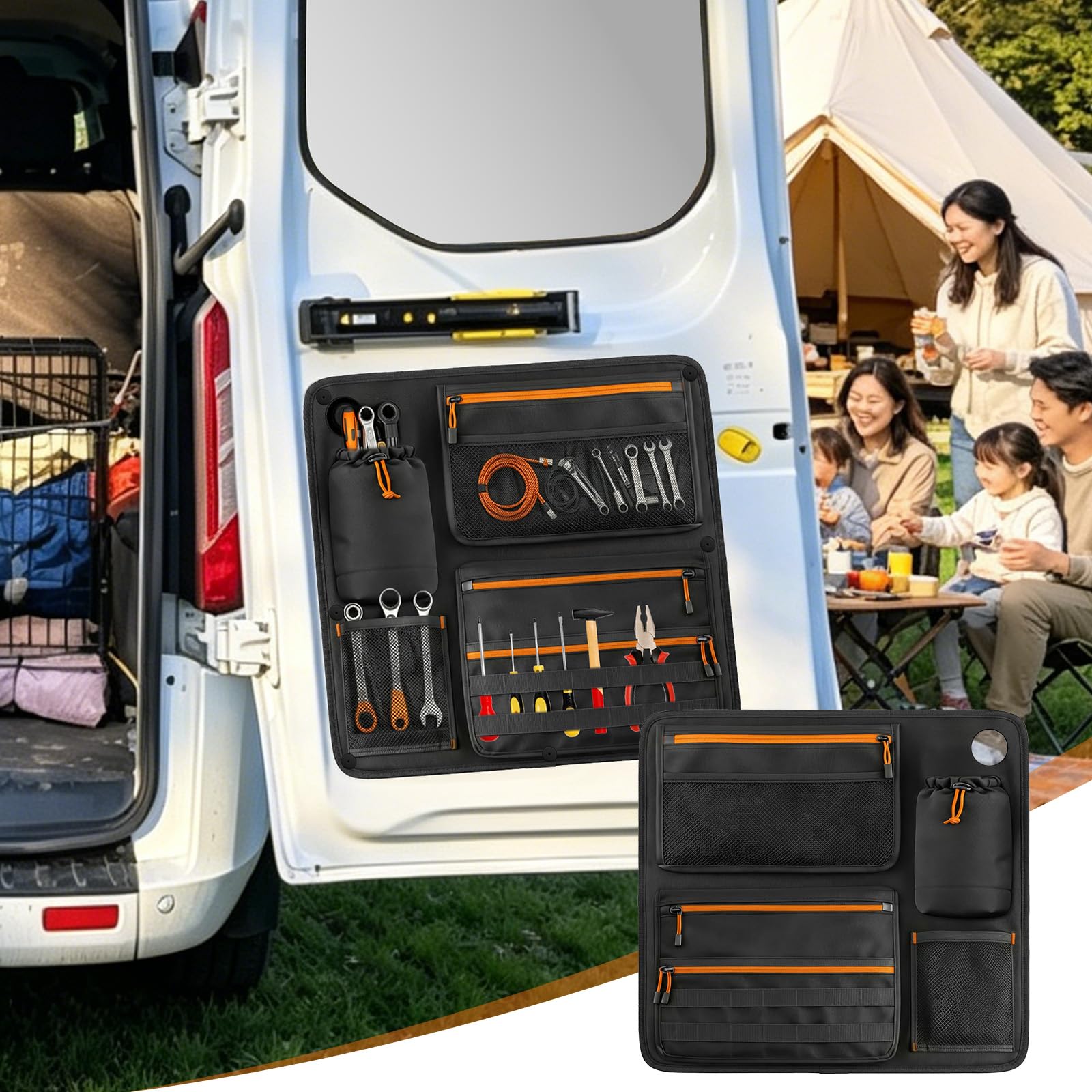 Heckklappen Organizer Wohnmobil Rechts Universeller Scheunentor Lagerung | Faltbar Scheunentor Aufbewahrungsorganizer Lagerorganisator Organizer für Comperrvan Van Taschen