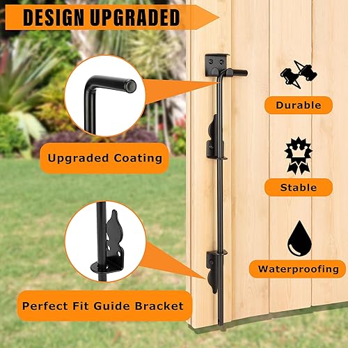 Miniatura 4 de Barra de acero para puerta de perno de caña de alta resistencia de 24 pulgadas, diseño para puertas de vinilo de metal de madera o aplicaciones de