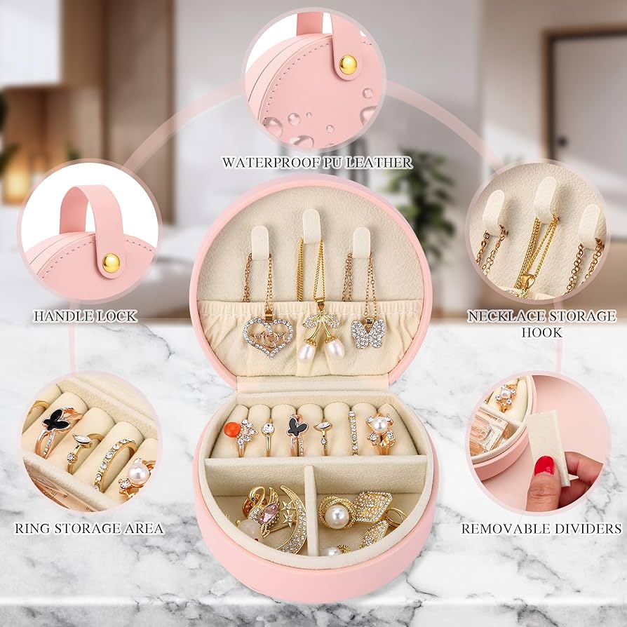 Amazon.com: Neveika Portable Travel Mini Jewelry Box Small Jewelry