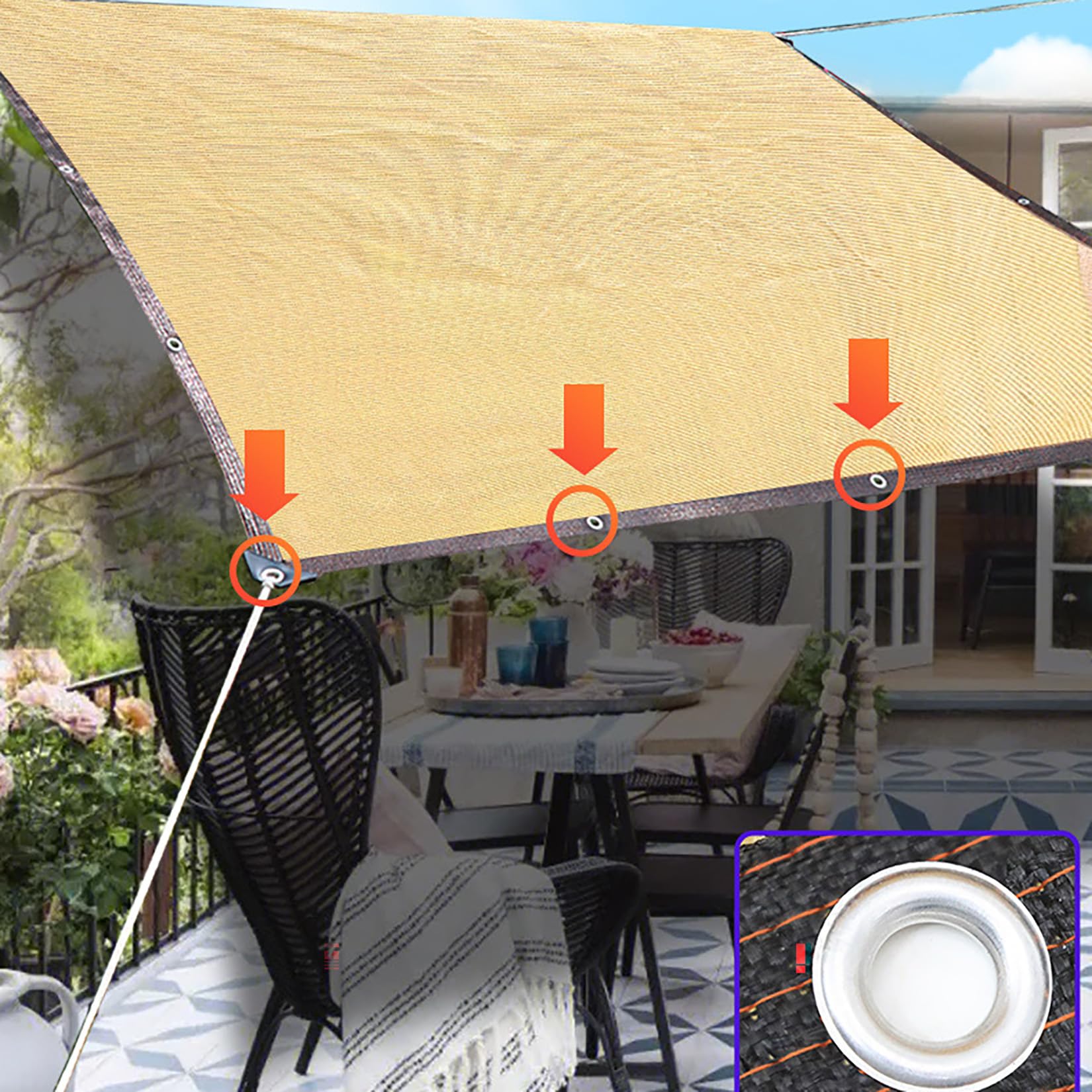 Toldo para Sombra con Ojales de 5x7m,Amarillo Red de Sombra 80% Malla de | Protección Solar UV Resistente HDPE Exterior Cubierta de Malla para Tela para Patio Trasero,Jardín,Plantas,Invernadero