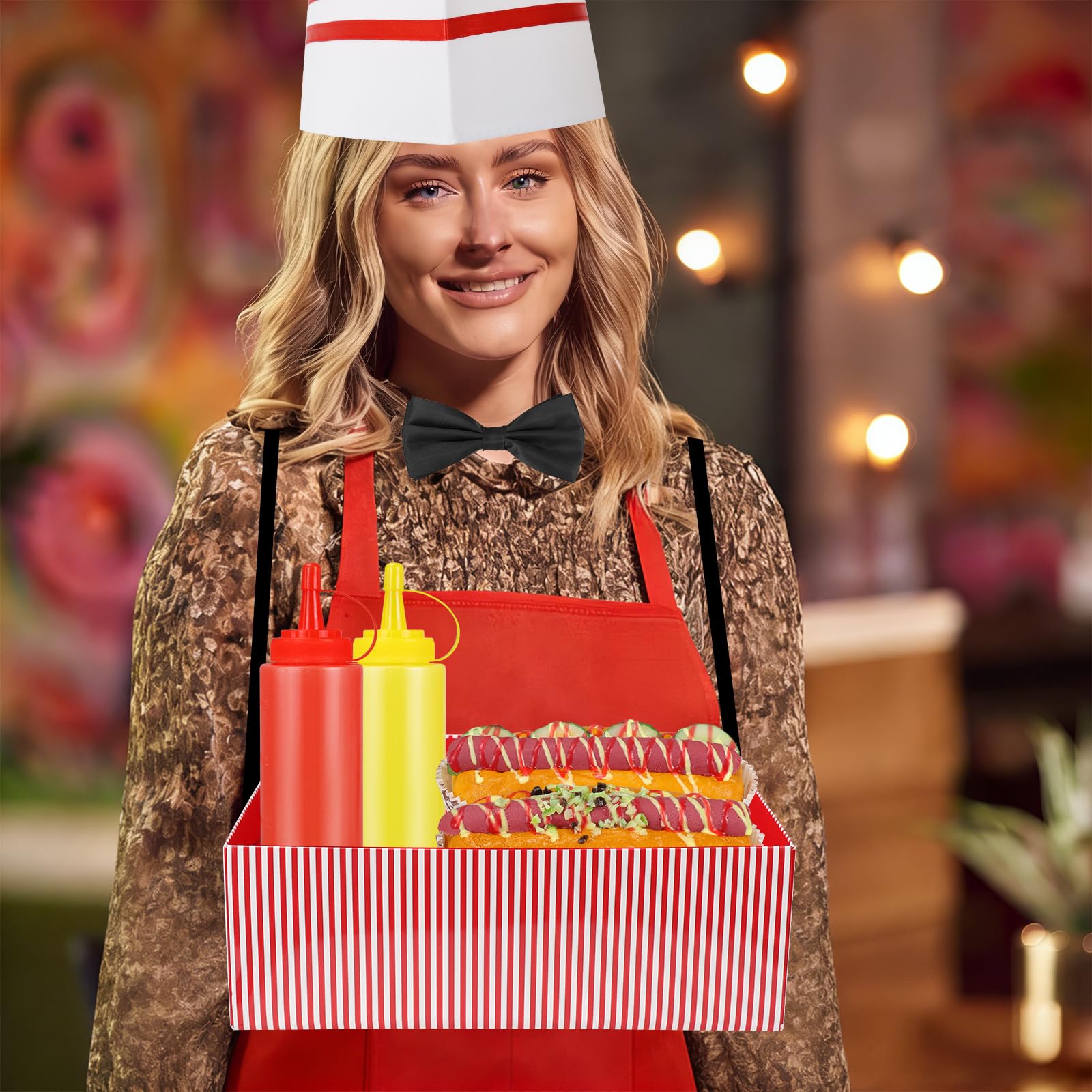 Confezione da 9 costumi da cameriere per hot dog, per Halloween, carnevale, popcorn, film, soda, grembiule da circo
