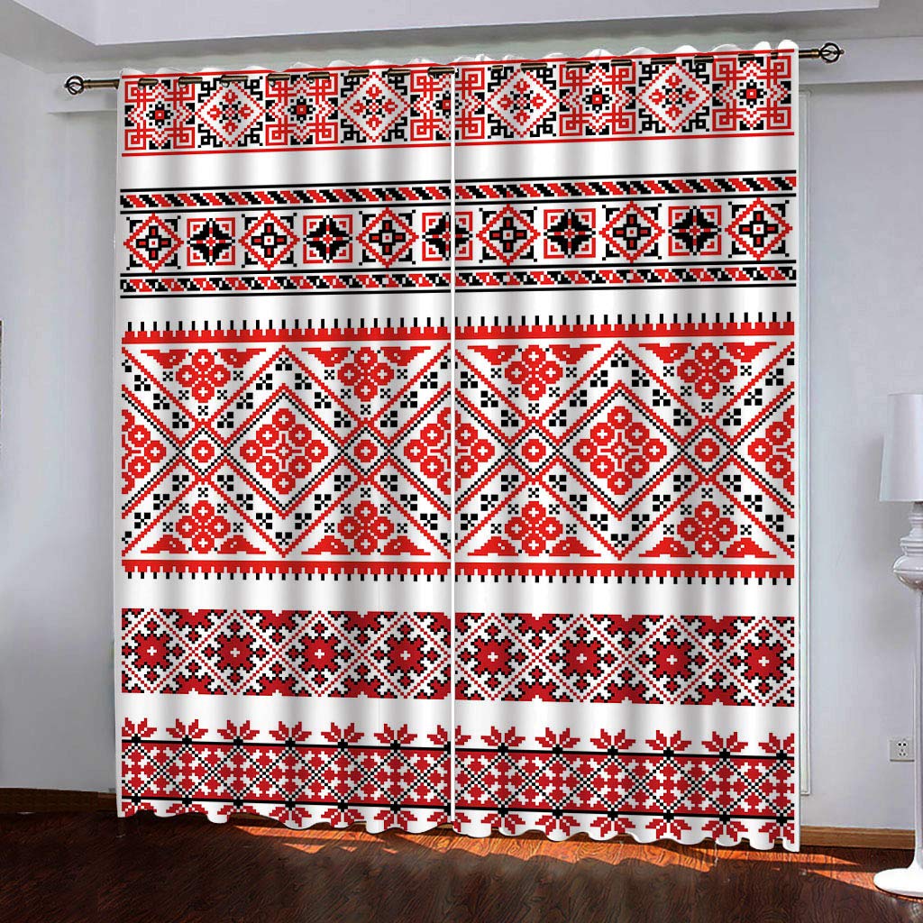 Rideaux pour chambre enfant et adulte | Paire occultante 132x175 cm rouge indien ethnique