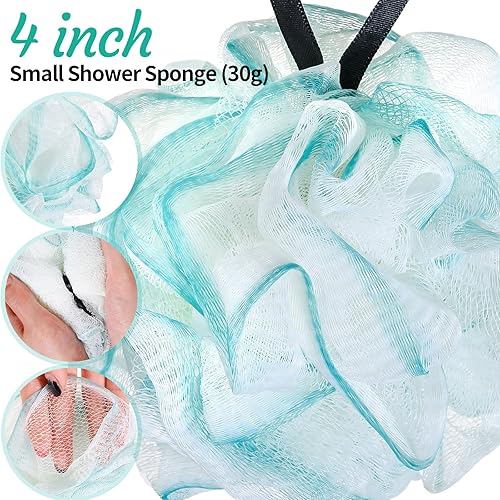 Miniatura 3 de 100 piezas de esponja de baño para ducha a granel, 1.06oz, esponja suave para el cuerpo, bola de esponja para el cuerpo, ducha, puf, coleteros de