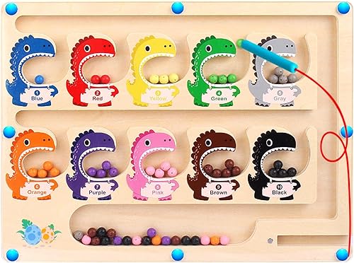 Laberinto magnético de colores y números, tablero de dibujo de juguetes magnéticos, juguetes Montessori 2 en 1 para niños pequeños de 3, 4, 5,
