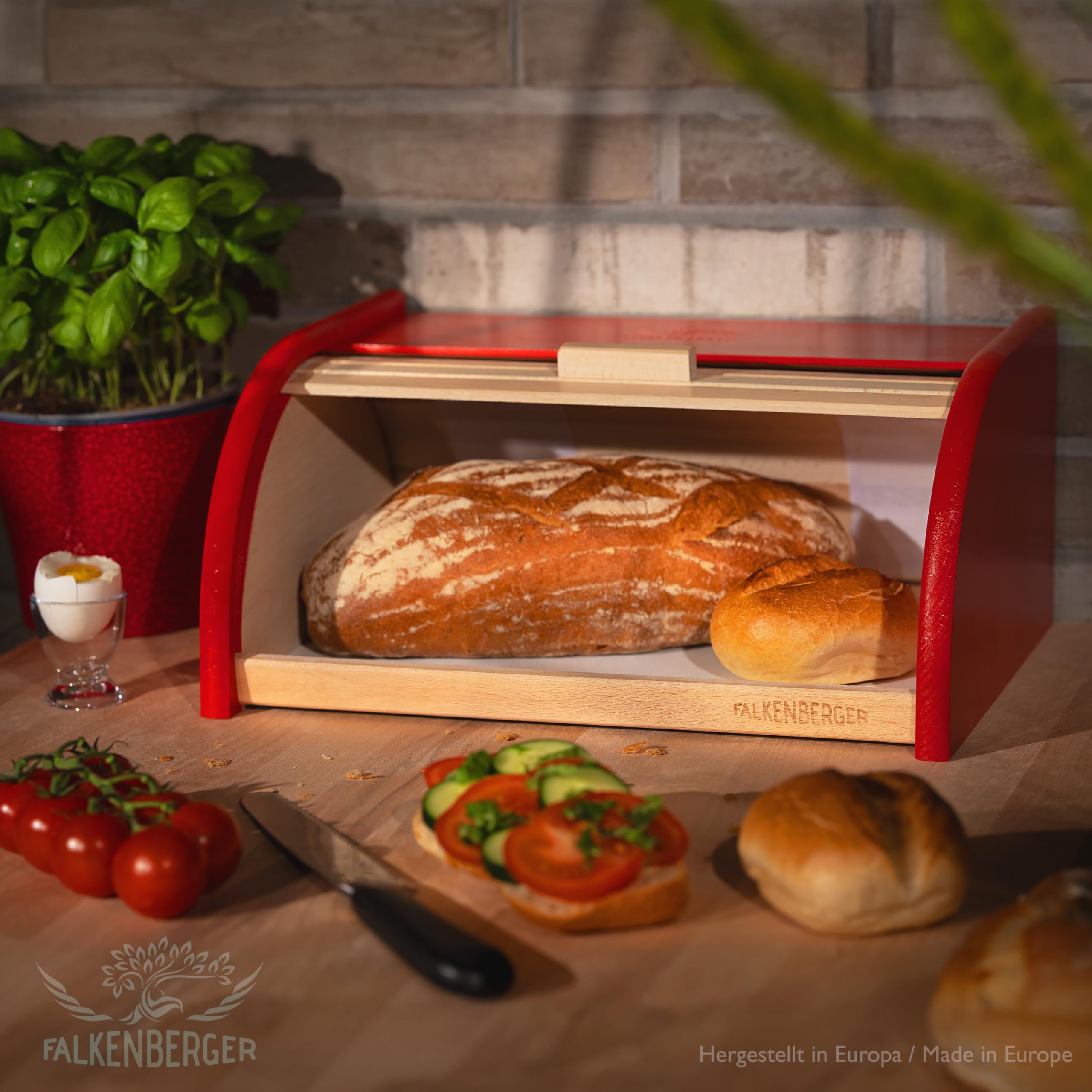 contenitore per pane in legno di faggio rosso, circa 39x29x18 cm, portapane tradizionale con coperchio scorrevole, fatto a mano