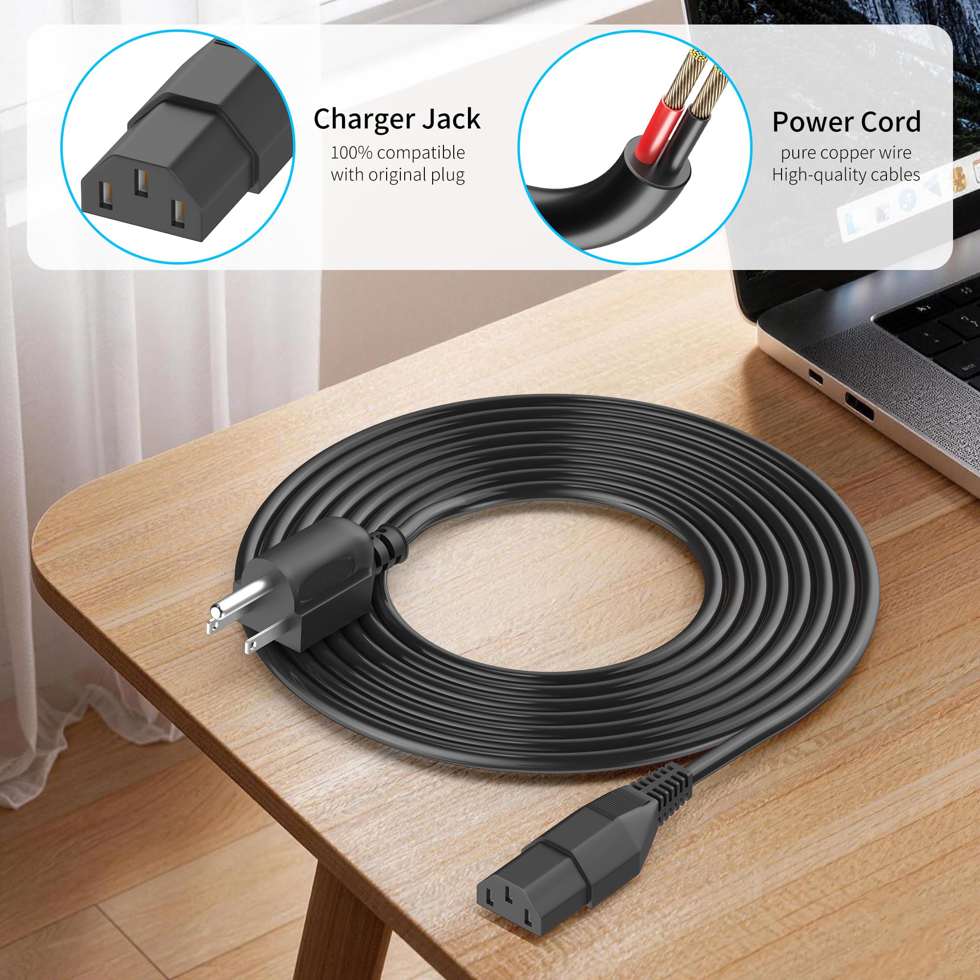 Amazon | ポータブル電源ステーション充電ケーブル、3プロングAC電源