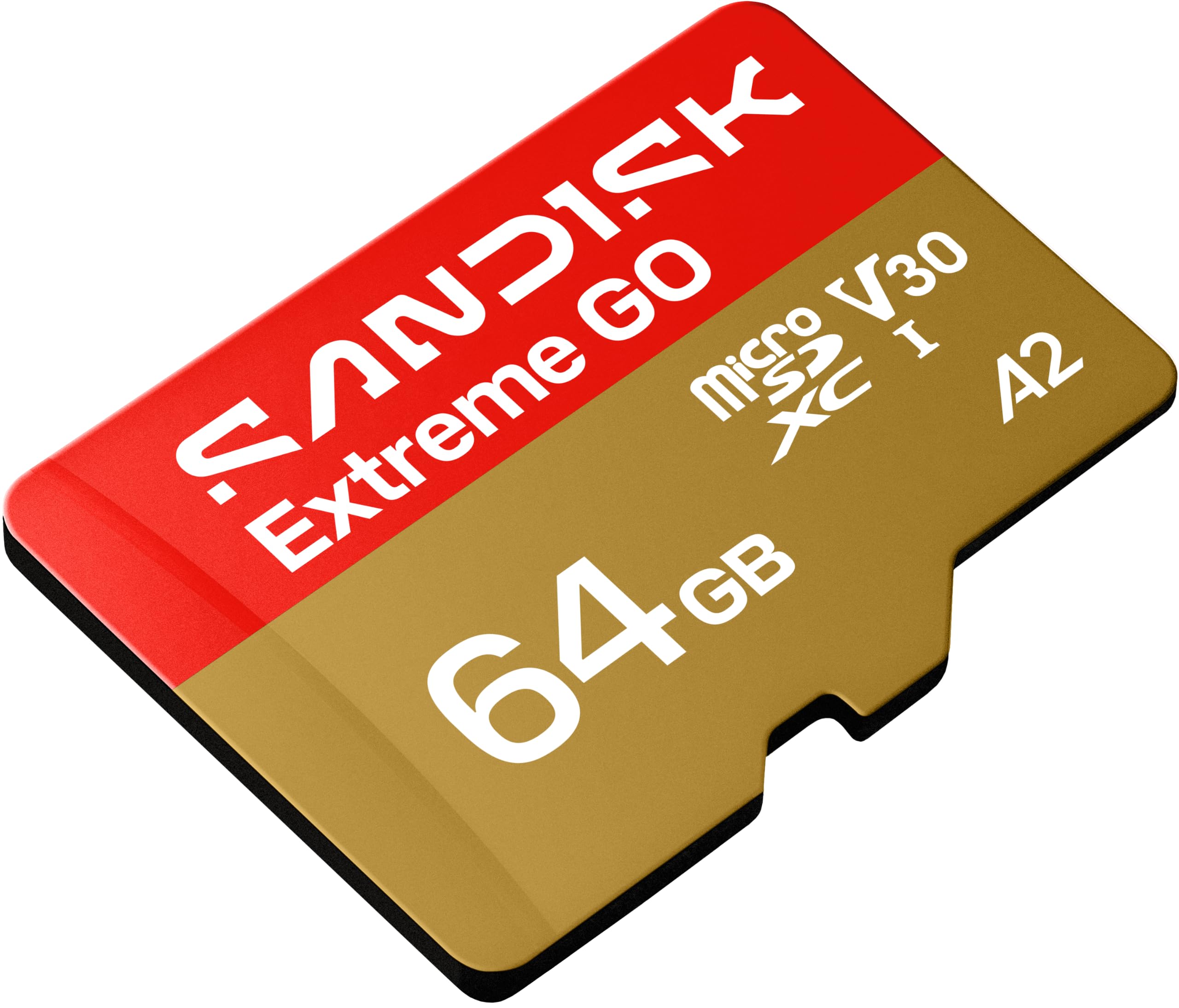 SANDISK Carte microSDXC UHS-I Extreme GO 64 Go, vidéo UHD 5K et 4K, lecture 170 Mo/s, écriture 80 Mo/s, A2, U3, V30, haute vitesse pour Android, caméra d'action et jeux vidéo