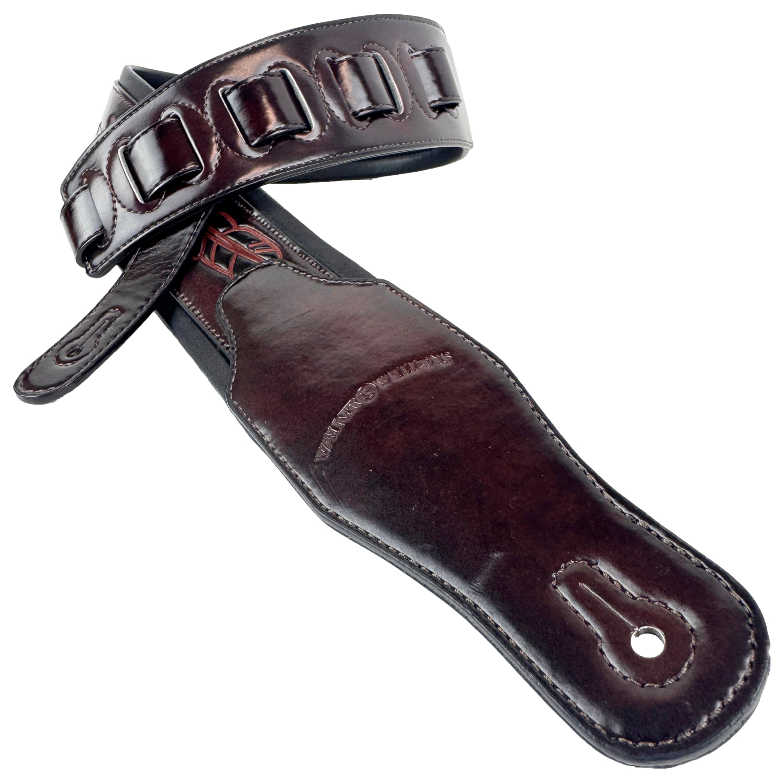 Walker & Williams GB-134 Oxblood Brown indiańskie pióro wyściełany pasek gitarowy