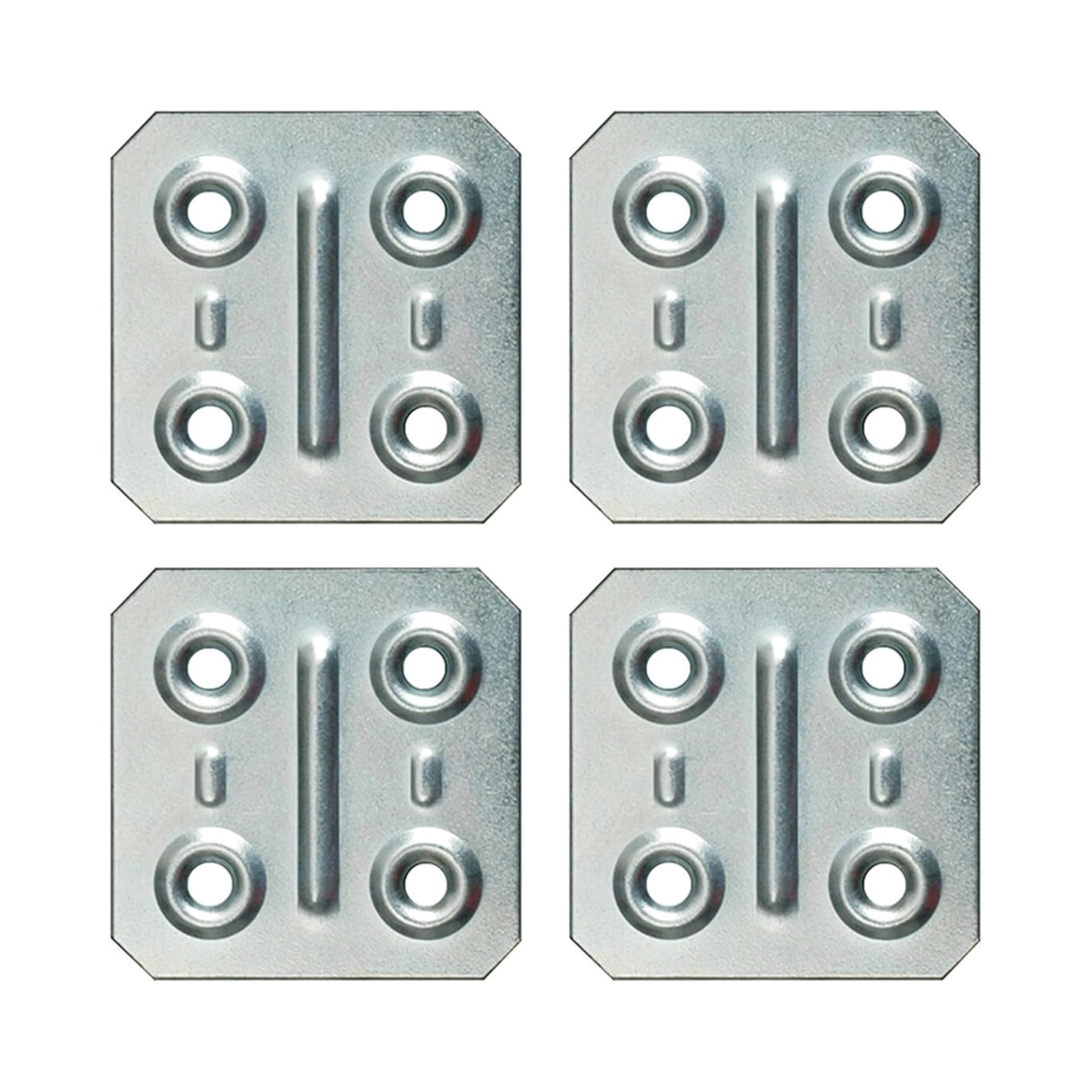 Piastra di Giunzione Quadra (40 x 40 x 1) Piastra di Fissaggio, Connettore per Legno, Lastrina di Giunzione Piatta, Piastra di Montaggio, in Acciaio Zincato, 4 Pezzi