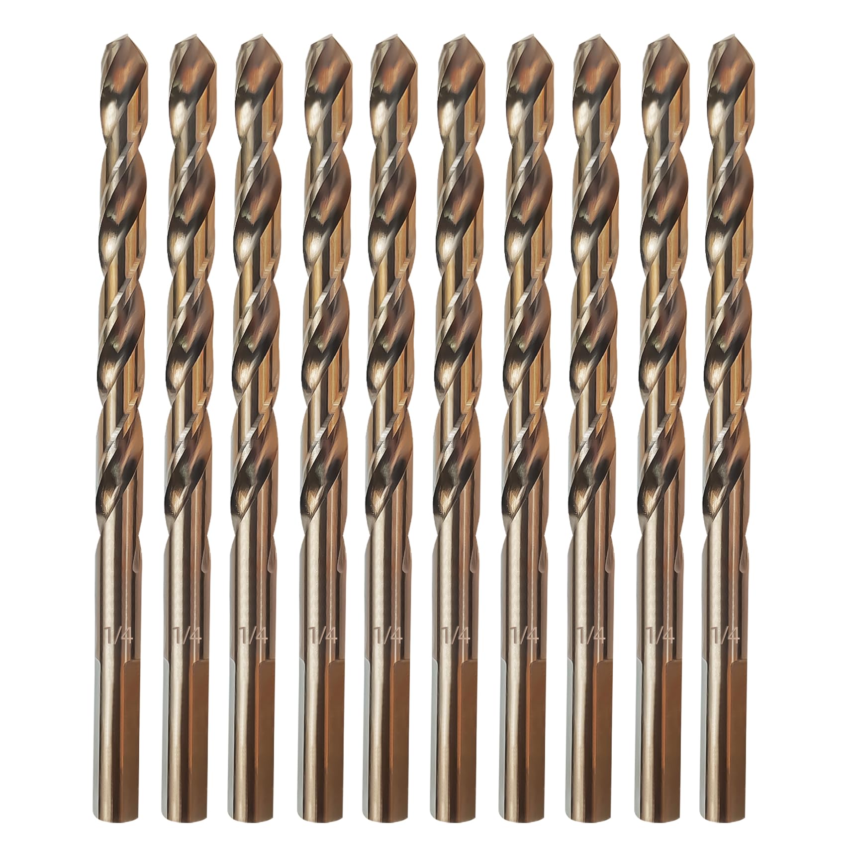 ZNXIMER Cobalt Drill Bit 1/4" Twist Drill Bits, M35 High Speed Steel Jobber Length Drill Bit, 135 Degree Tip for Hard Metal, Stainless Steel, Cast