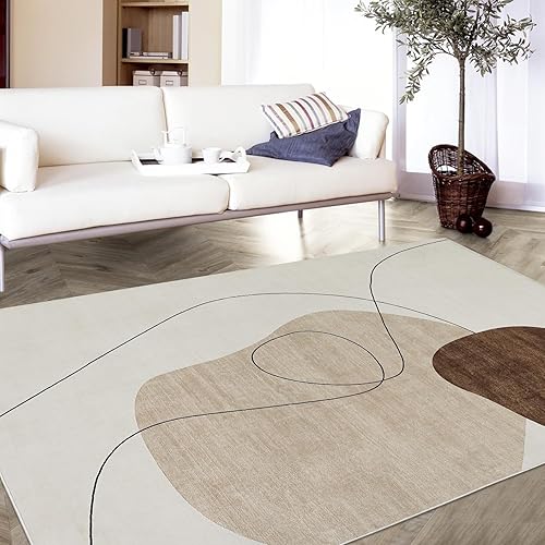 Miniatura 7 de Alfombra de área grande de 8 x 10 pies, para sala de estar o dormitorio, alfombra abstracta moderna para interiores, alfombra bohemia lavable para