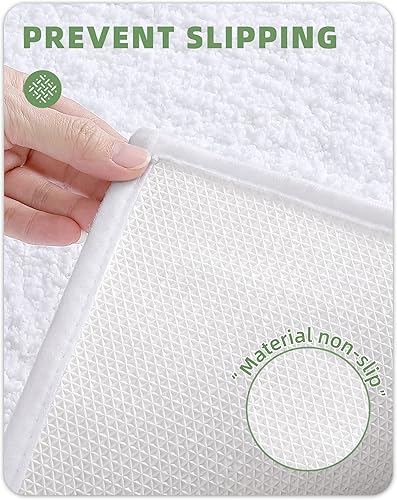 Miniatura 4 de Color&Geometry Alfombras de baño blancas, absorbentes, antideslizantes, suaves, lavables, de secado rápido, 24 x 36 pulgadas, alfombra blanca de