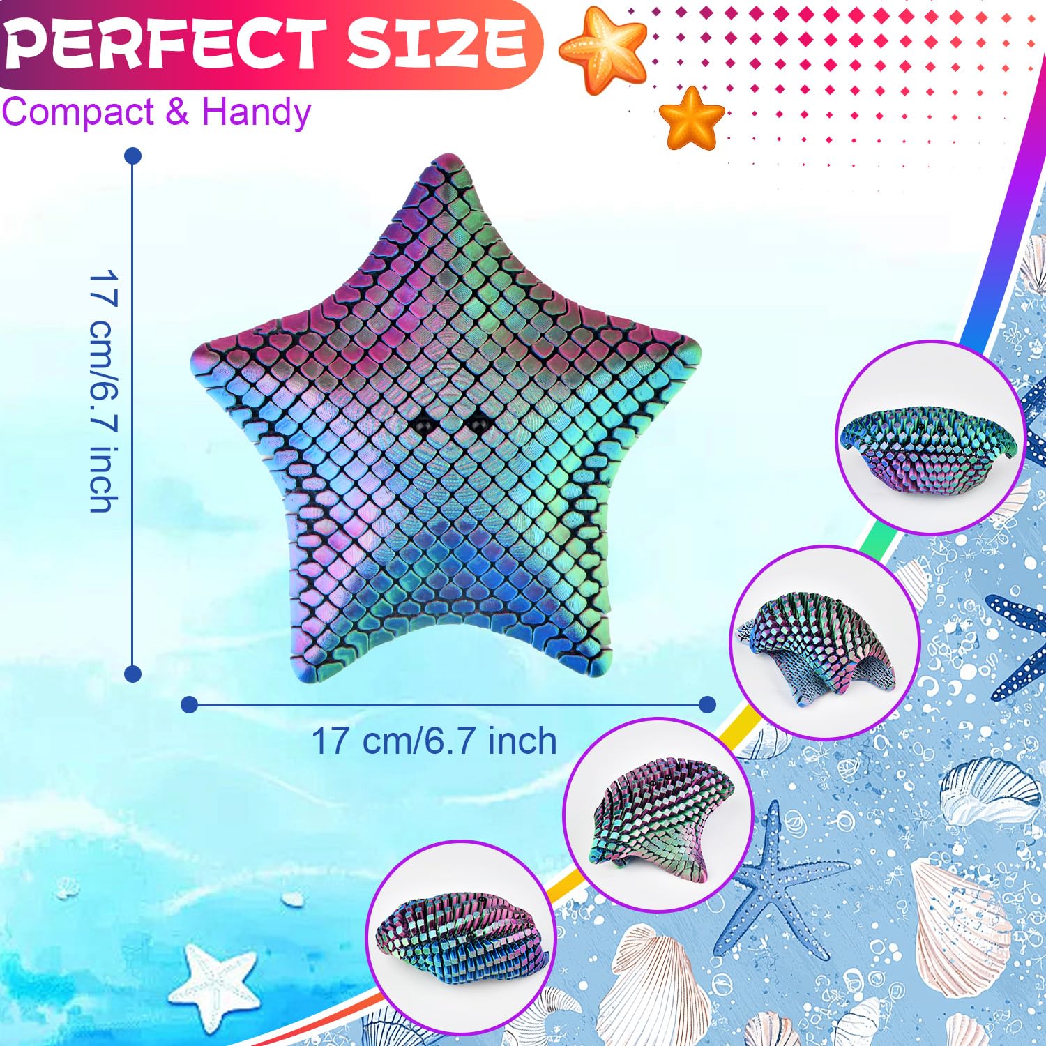 3D Printed Starfish Fidget Toy, Cute Star Sensory Fidget Toys, Stretchable And Flexible Star Stress Relief Toy - Image 3