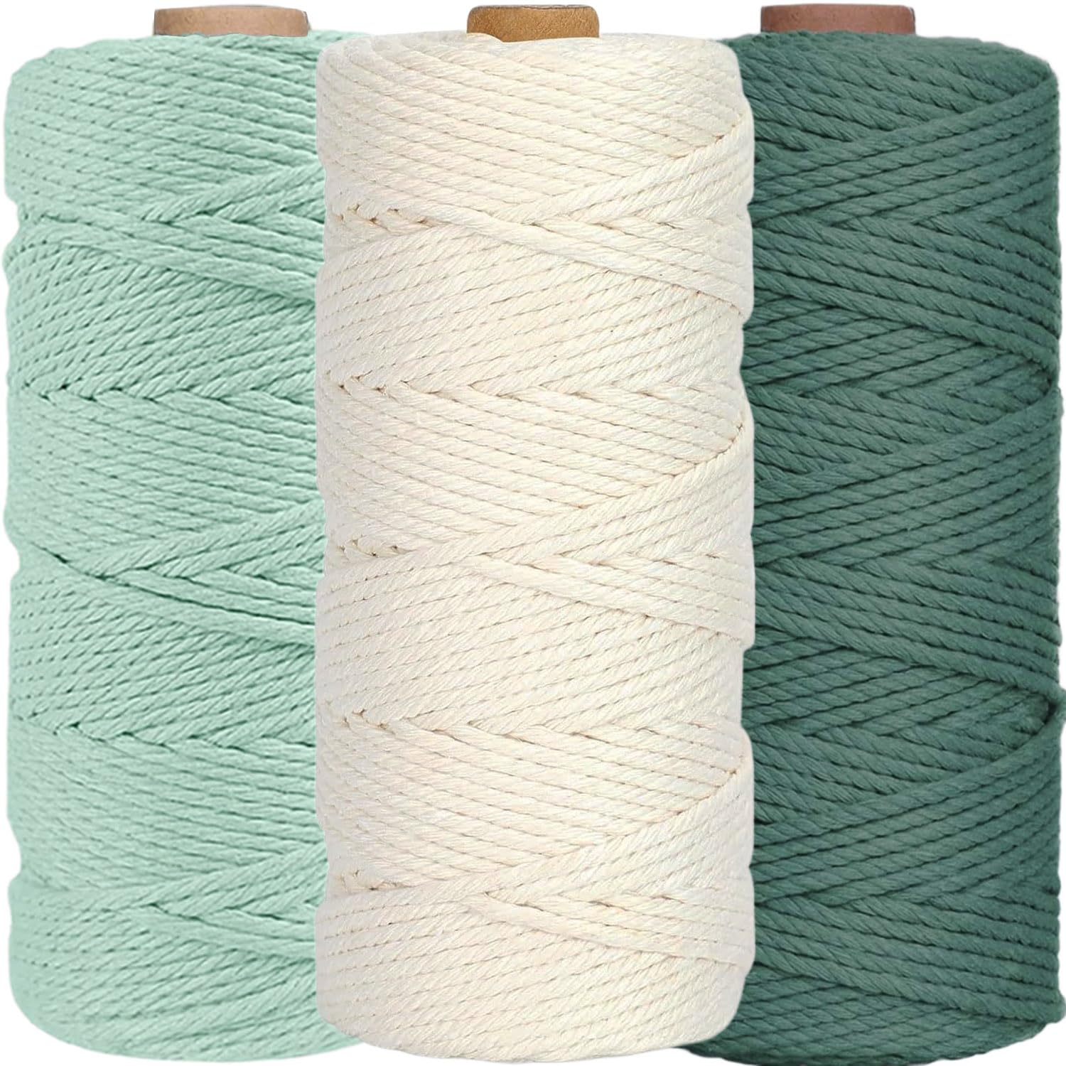 WINOK 3 Stück Makramee Garn 3mm x100m