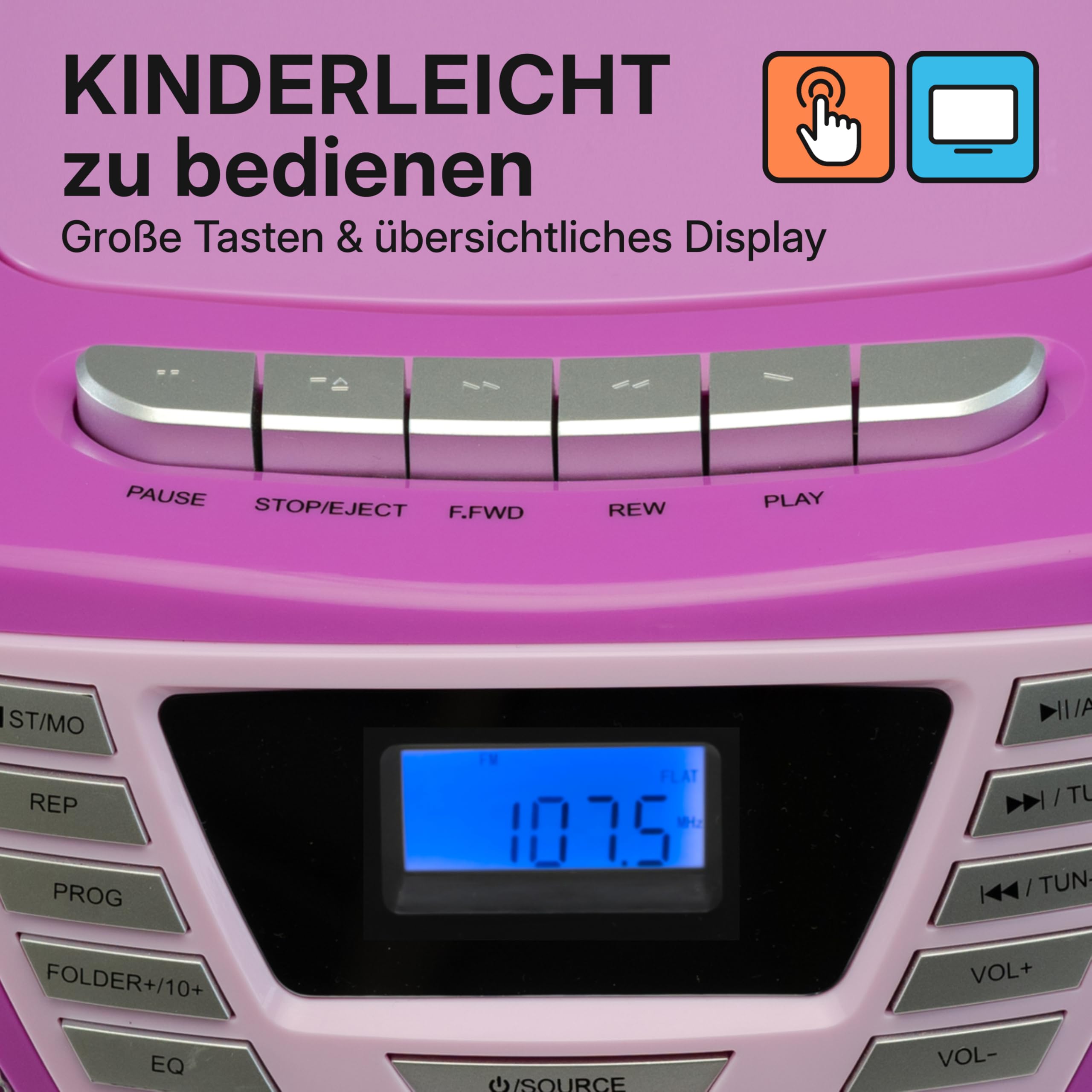 Blaupunkt B 120 tragbarer CD-Player mit Bluetooth | Kassettenrekorder | Hörbuch Funktion | USB | Aux In | PLL UKW Radio | Flieder