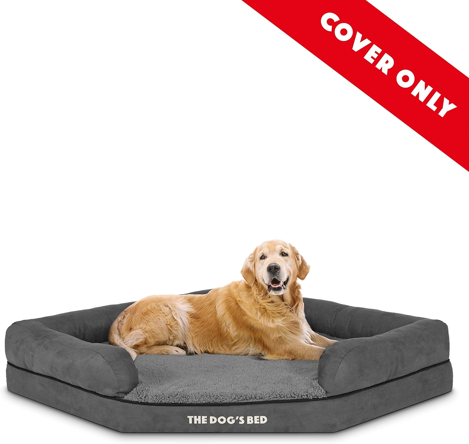The Dog’s Bed Replacement Outer Cover, Plush Fabric, Grey Plush, XL