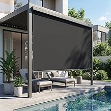 LIFERUN Vertical Blind 180 x 250 cm with Crank Crank for Outdoor and Indoor with Blind Cassette, Sun Protection, Windproof, Privacy Screen for Balcony, Patio, Garden, Grey