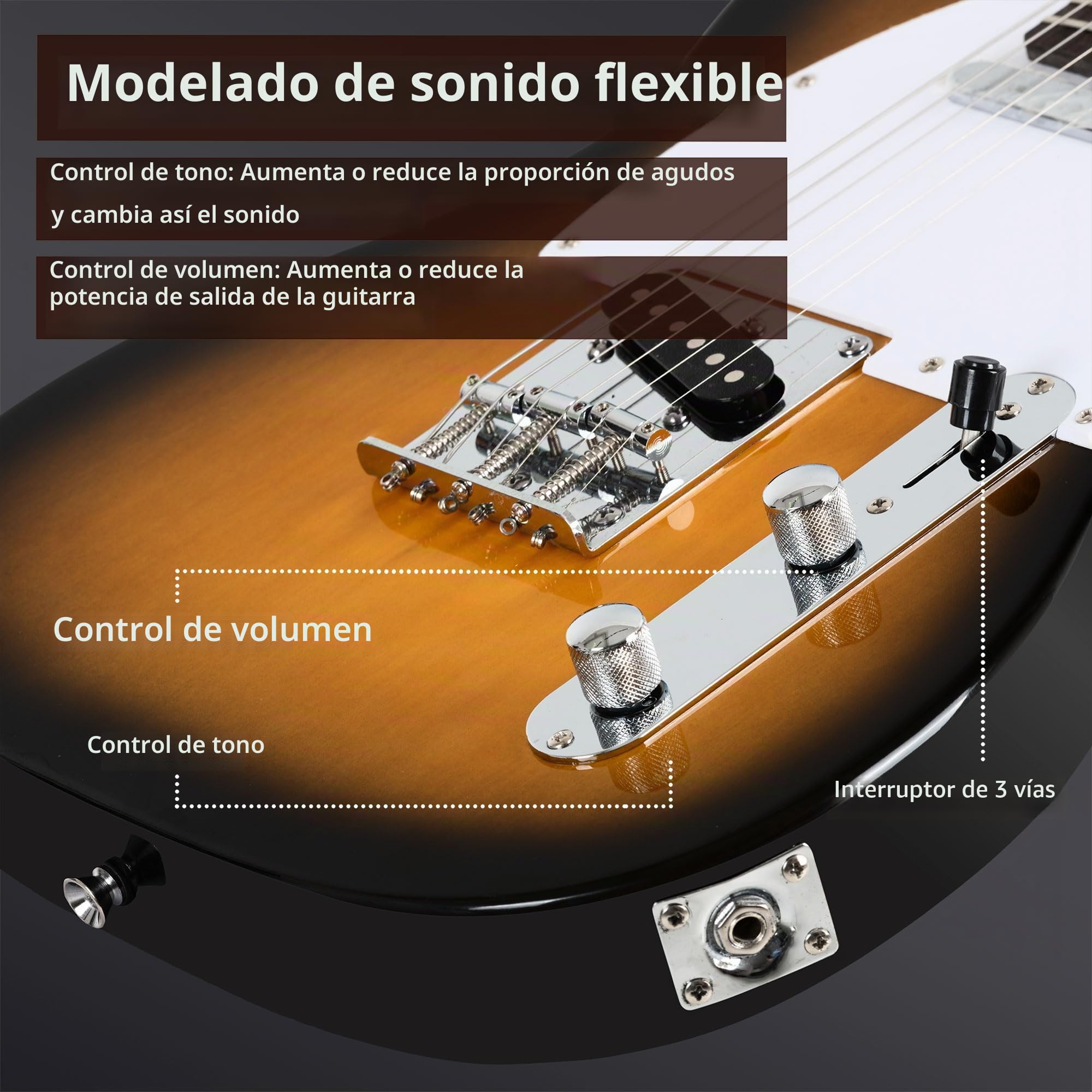 Rocktile Pro TL100-SB Guitarra Eléctrica 2-Tone Sunburst