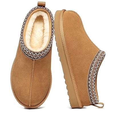 Litfun Women's Fuzzy House Slippers Genuine Suede Fluffy Winter Slipper Cozy Furry Warm Shoes Indoor/Outdoor