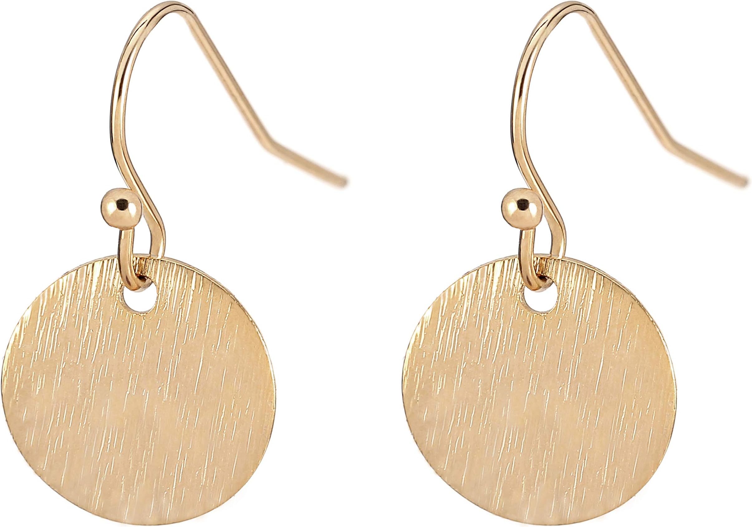 18K Gold Dangle Drop Earrings Small Round Disc Dangle Sun Hoop Earrings for Women Simple Minimalist Jewelry for Girls
