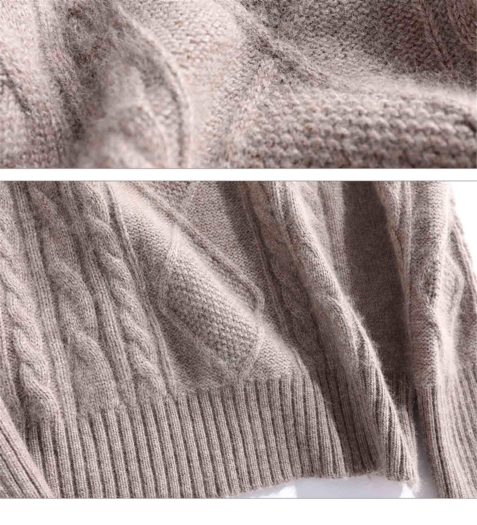 Dolcevita Maglioni per le Donne Cavo Femminile Manica Lunga Maglia Maglione Inverno Caldo Lana Cashmere Maglione, Caramello, S