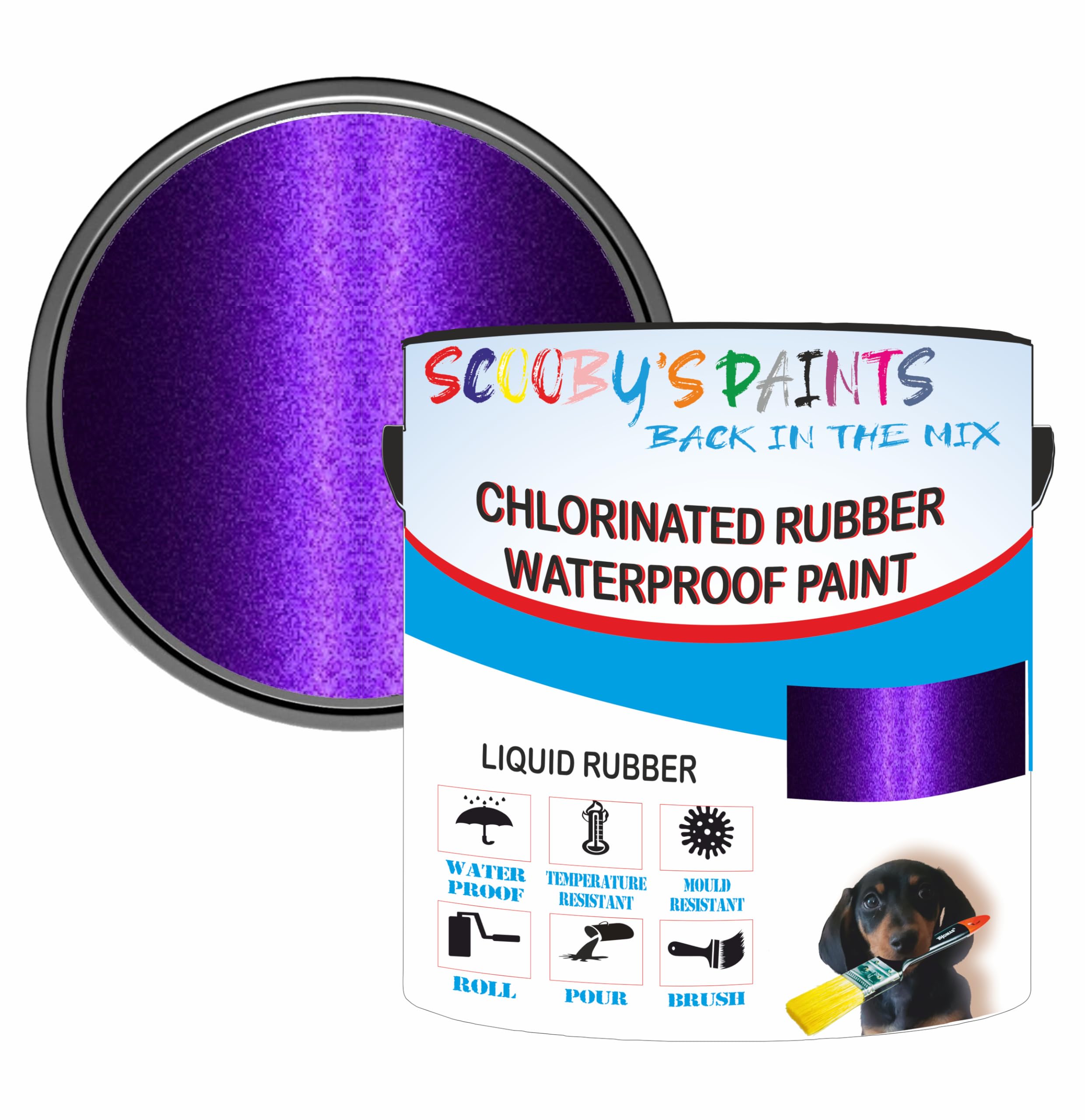 Scooby's Paints Chlorinated Rubber Waterproof Paint, Liquid Rubber (A1 Purple Metallic, 0.5 Liters) — image 1