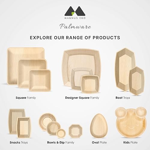 Miniatura 7 de magnus - Platos cuadrados de 8 pulgadas, 50 piezas, platos desechables para fiestas, como platos de bambú, platos de hoja de palma para postres y