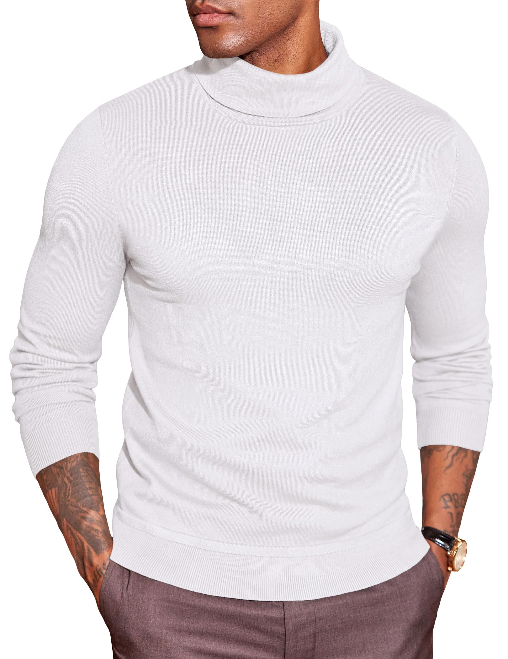 COOFANDY Herren Rollkragenpullover Leicht Rollkragenshirt Rolli Langarm Strickpullover Slim Fit Pullover Turtleneck Sweater Unterziehrolli