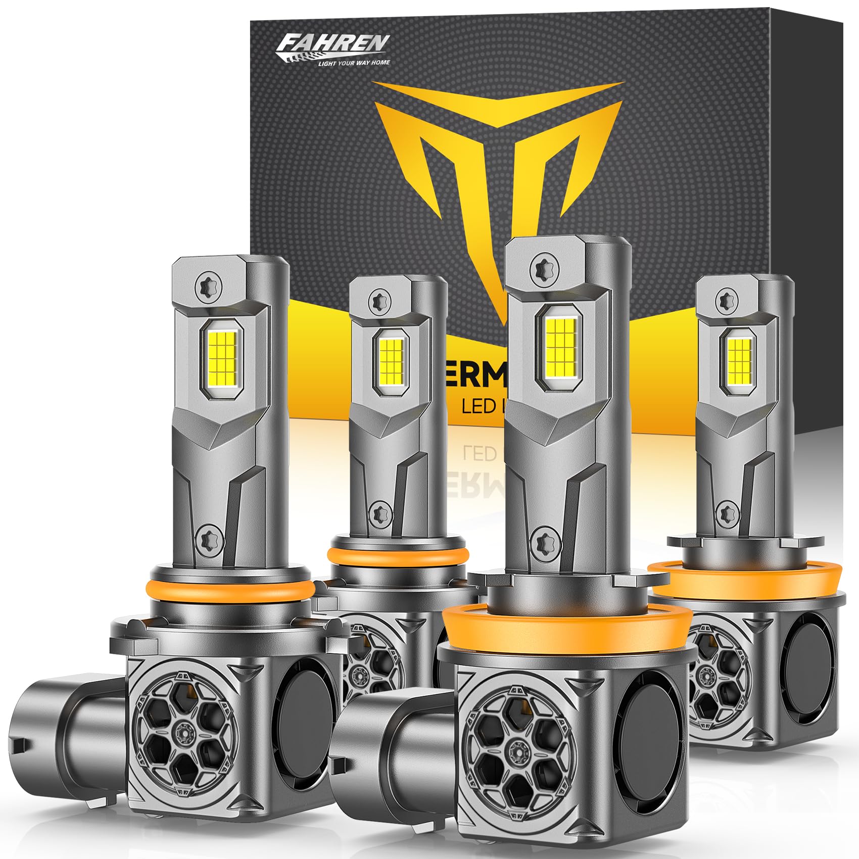 Ursprung 𝟐𝟎𝟐𝟔 𝐔𝐩𝐠𝐫𝐚𝐝𝐞𝐝 H11/H8/H9 9005/HB3 Light Bulbs, 100000LM 𝟏𝟒𝐗 Ultra Brightness, 1:1 Halogen Size, 6500K Cool White, 85000+ Hours，Plug and Play, Pack of 4