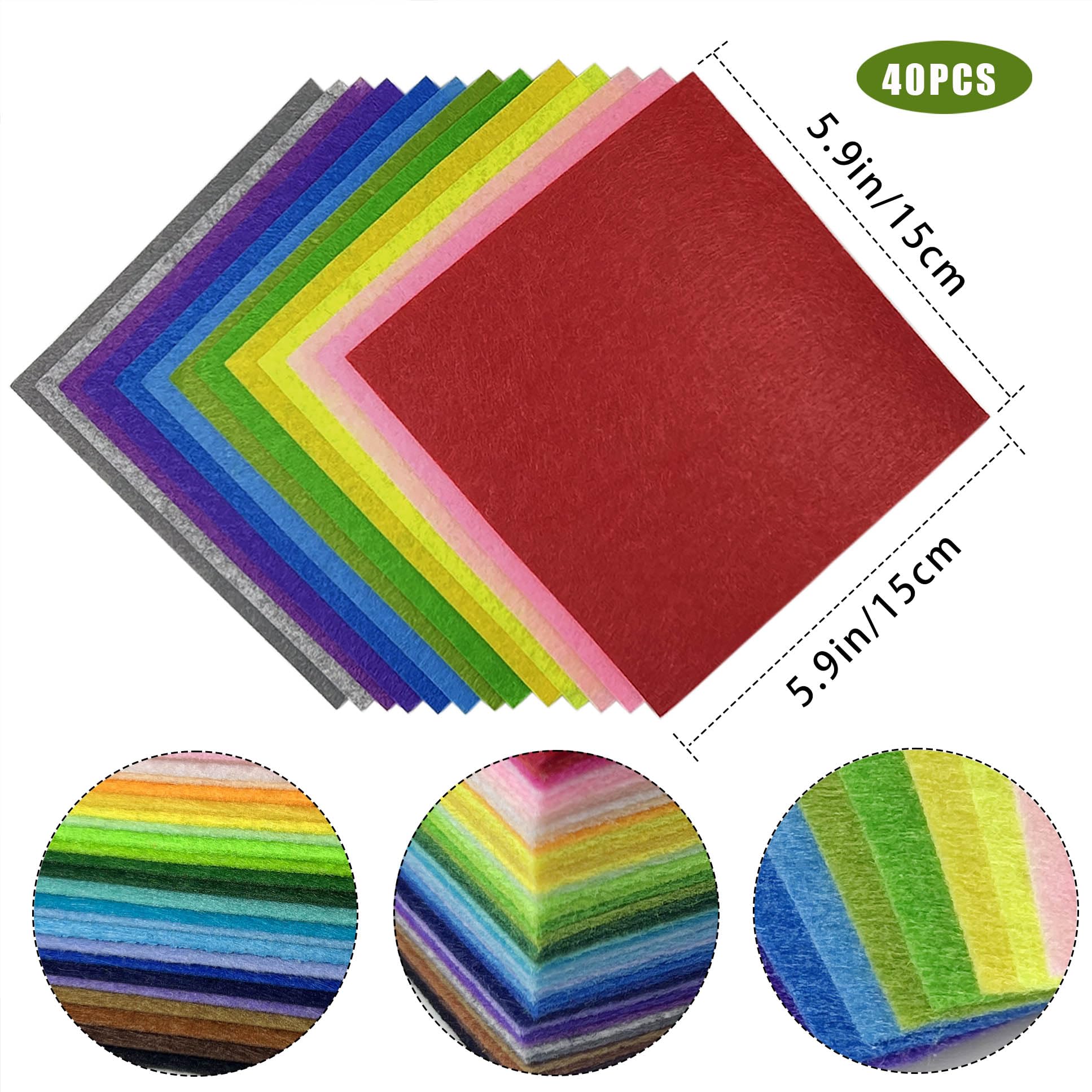 Patterned Felt Sheets - 40pcs Assorted Colors, 6x6 Inches, 1mm Thick For DIY Crafts & Kids 9 thumbnail image