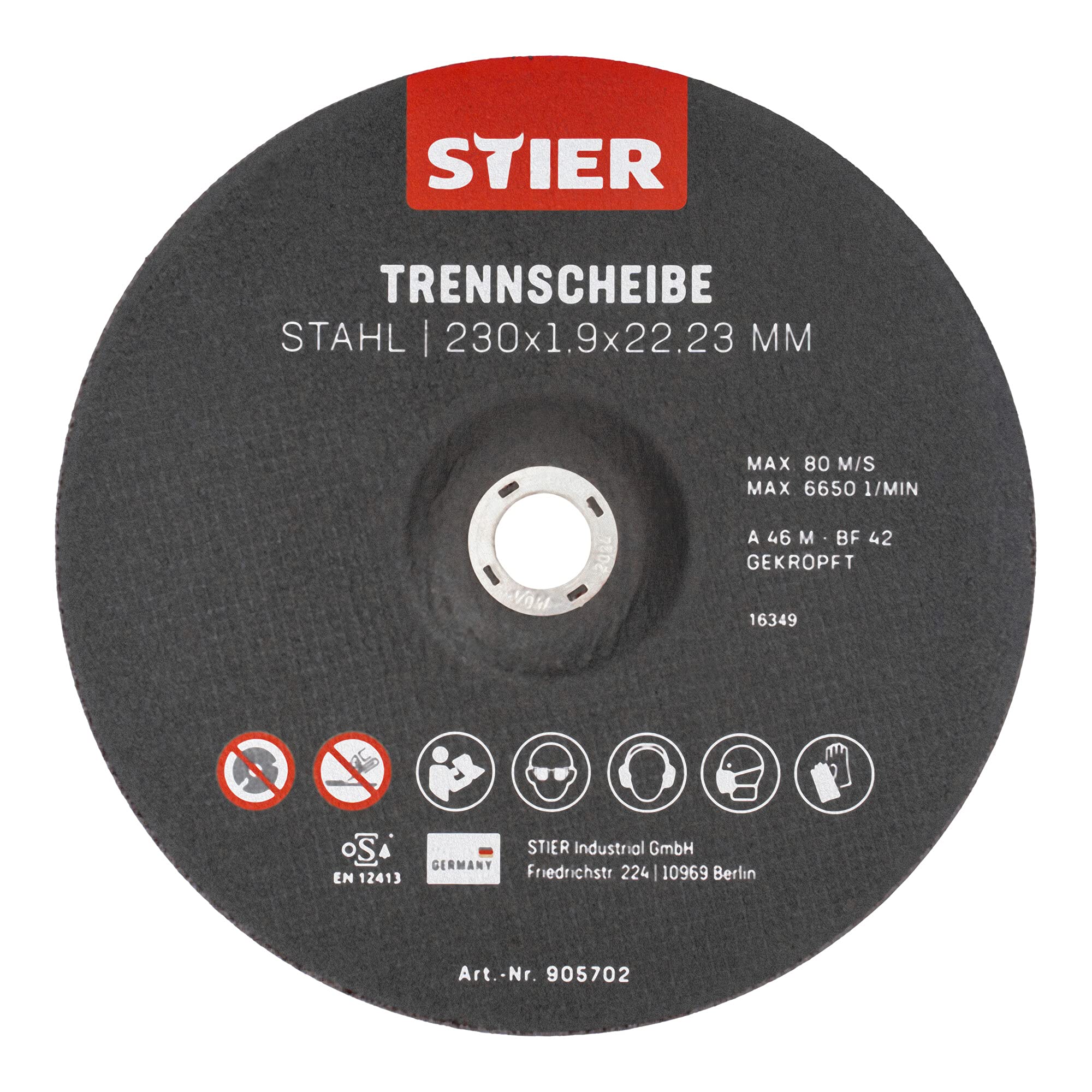 STIER Dischi per troncatura acciaio 230 x 1,9 x 22,23 forma 42 curvati 25 pz.