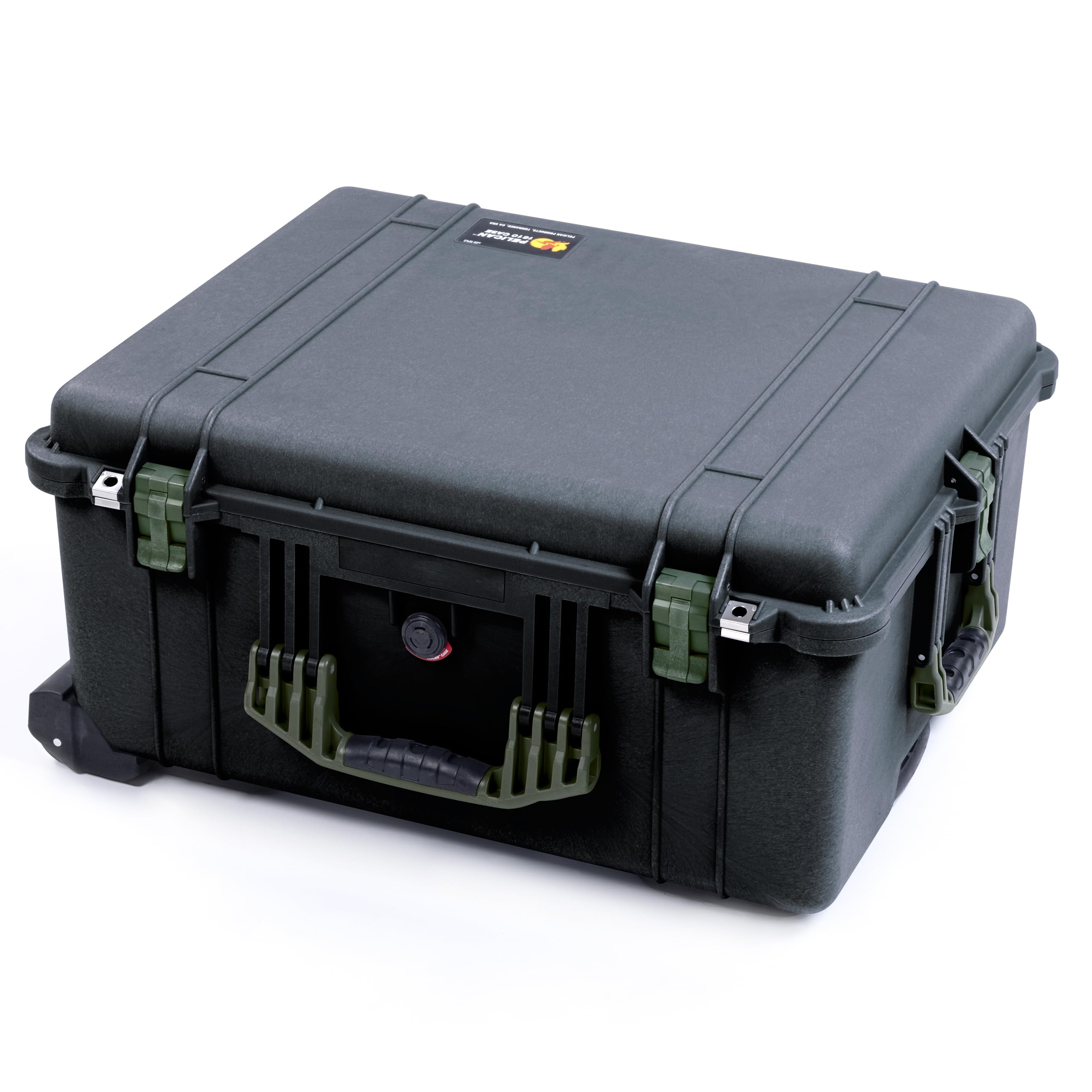 Pelican 1610 Case by ColorCase - Black - Large Sized Waterproof Case Mesh Lid Organizer - OD Green Handles & Latches