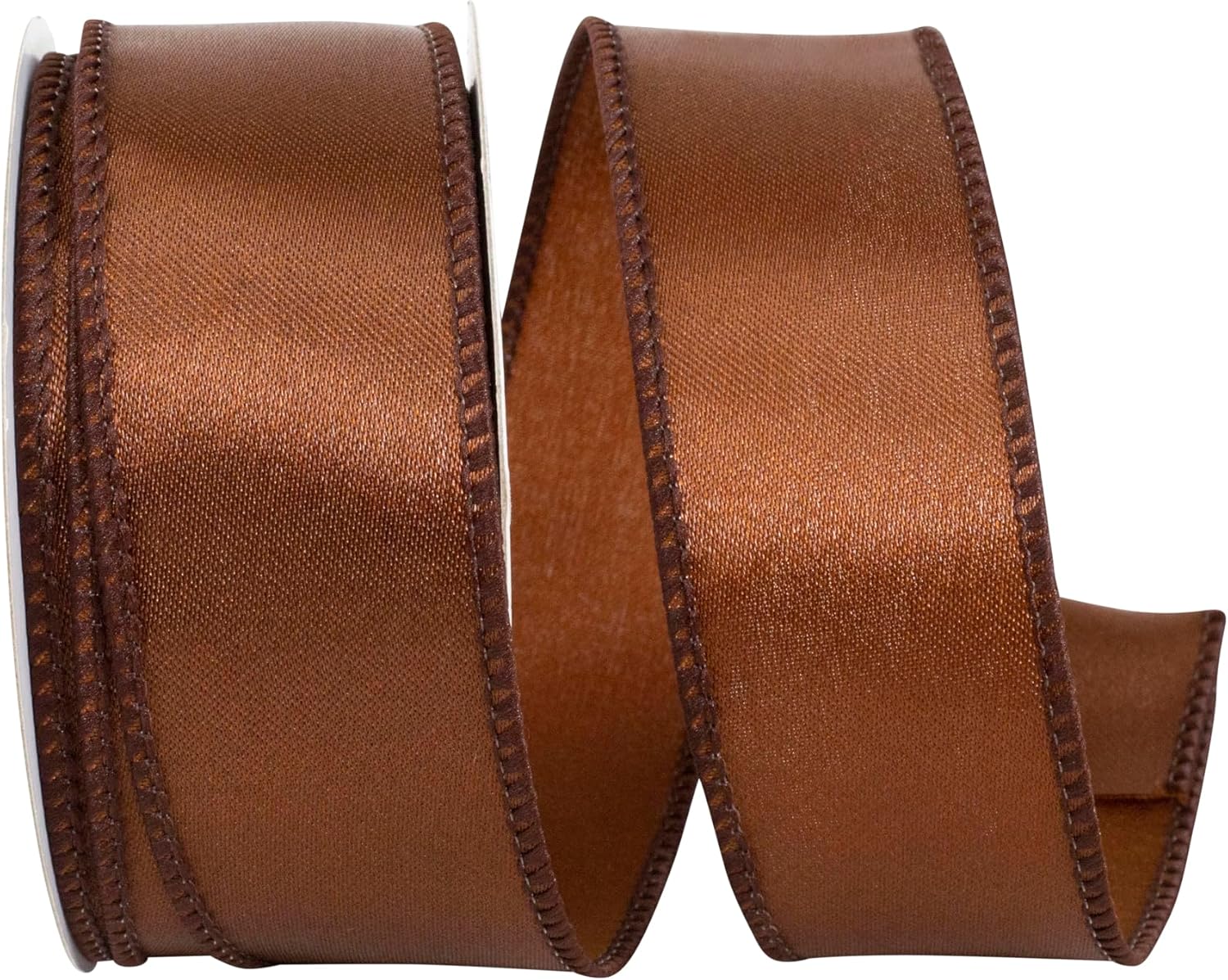 Reliant Ribbon 92575W-092-09F Satin Value Wired Edge Ribbon, 1-1/2 Inch X 10 Yards, Brown