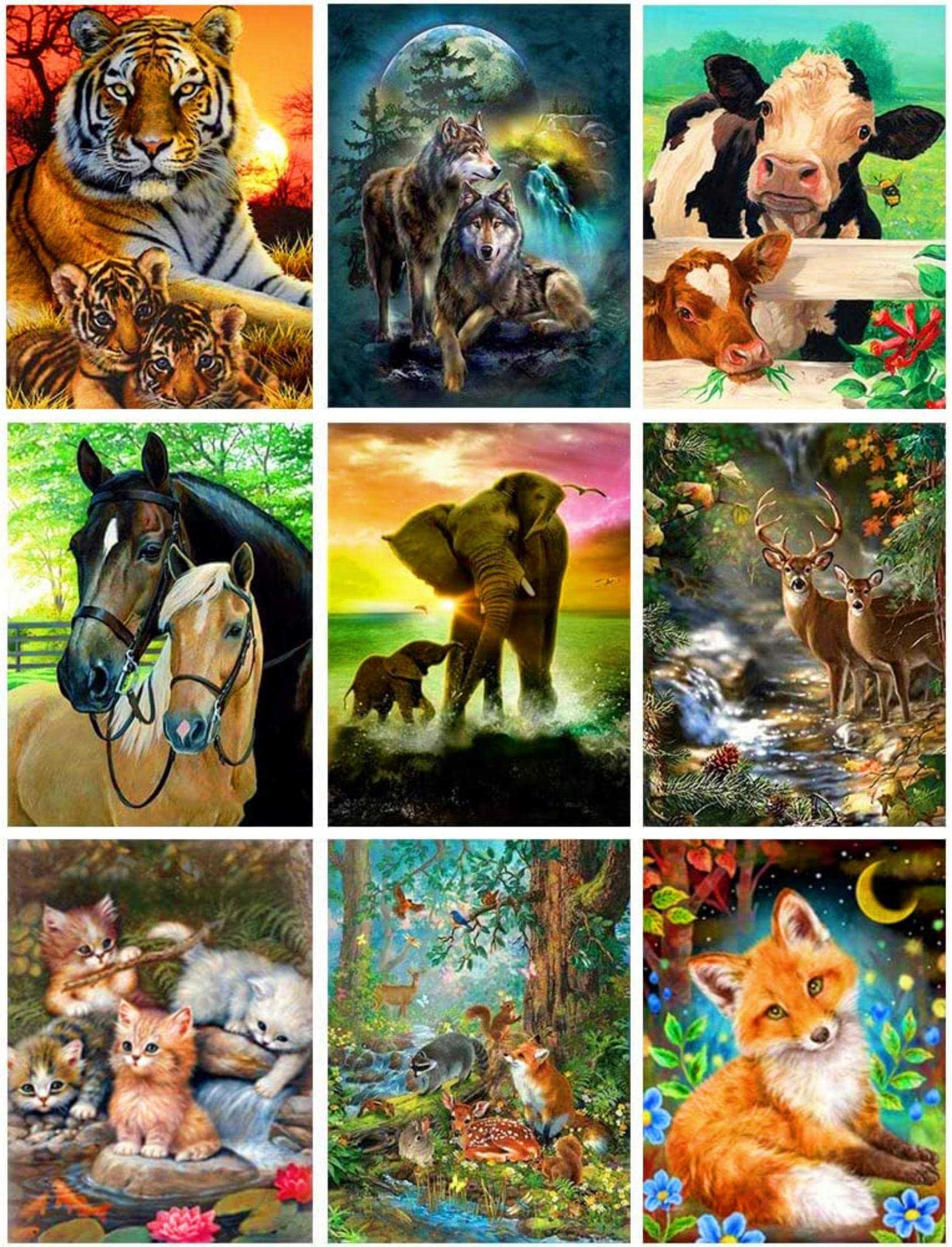 Animals Diamond Painting Kits for Adults - 9 Pack 5D Crystal